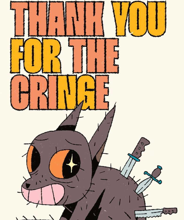 Cringe Appreciation Cartoon Cat, cartoon cat, swords stuck in its back, SD Phone Wallpaper