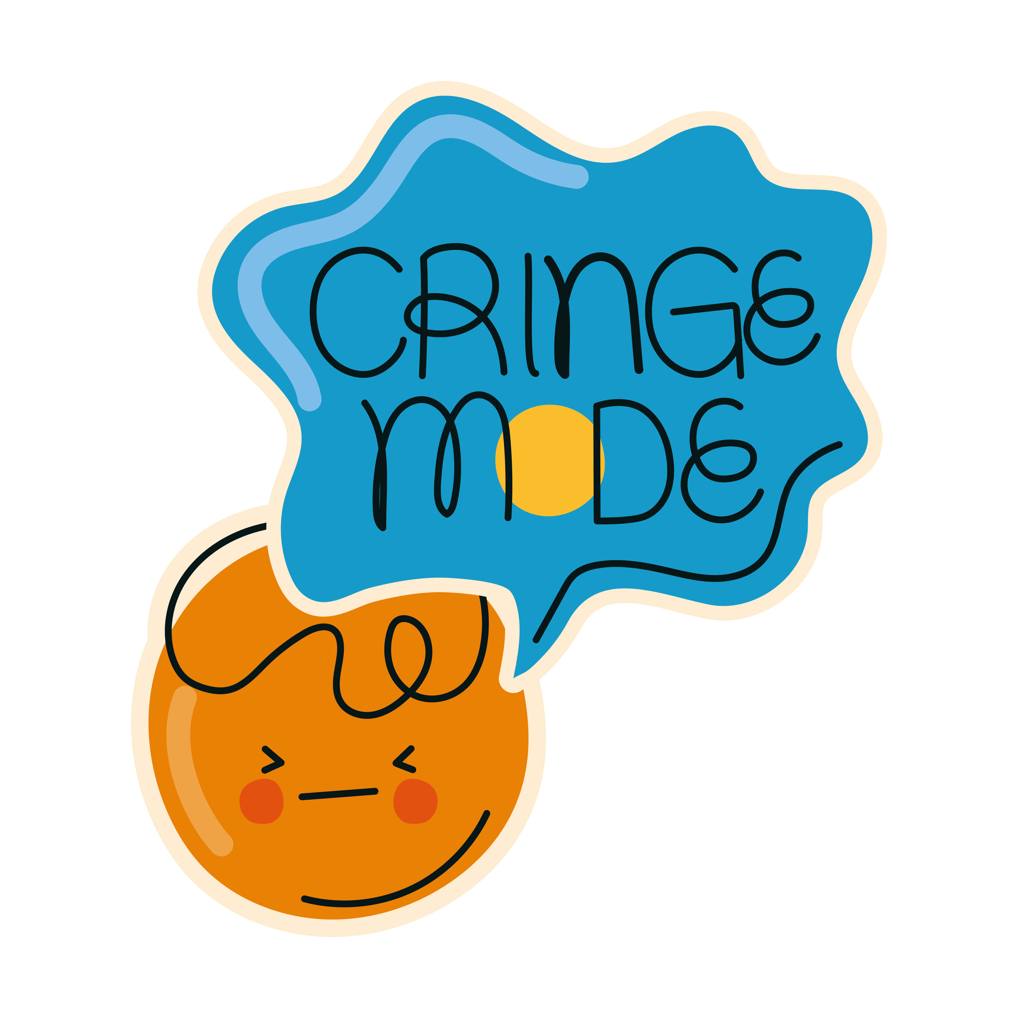 Cringe Mode, emoji, cartoon orange emoji, 2K Desktop Wallpaper