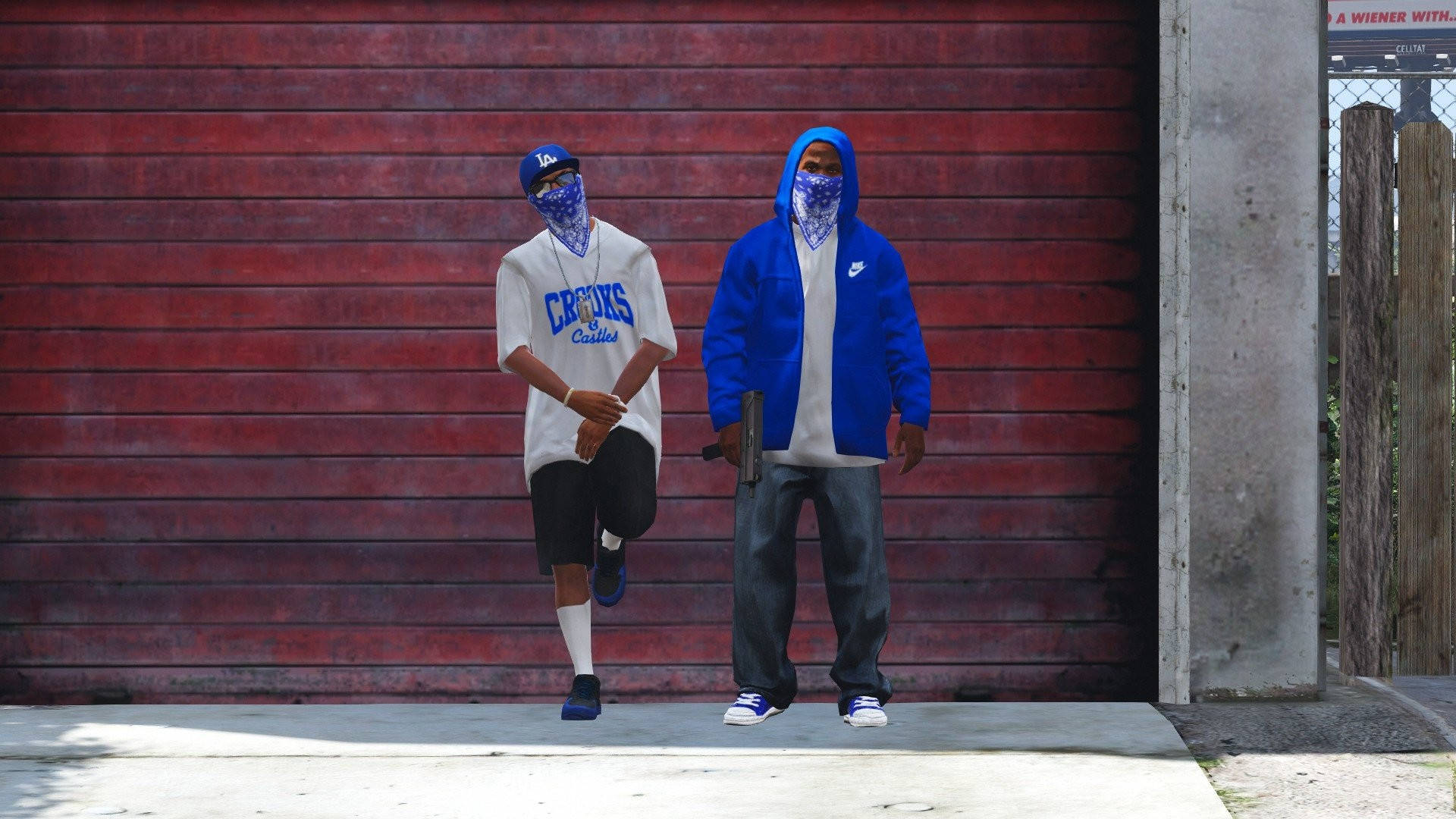 Crip, streetwear, weathered red garage door, Full HD Desktop Wallpaper