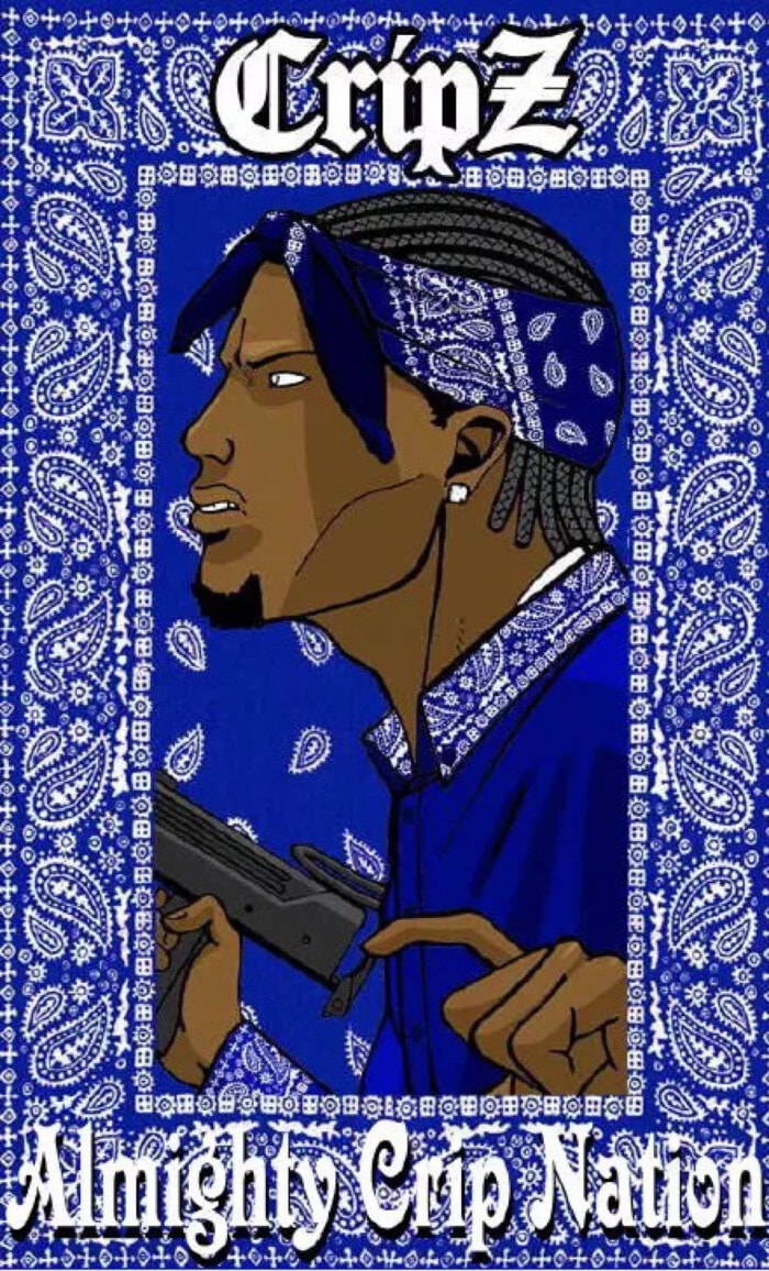 Crip, blue bandana, paisley background, SD Phone Wallpaper