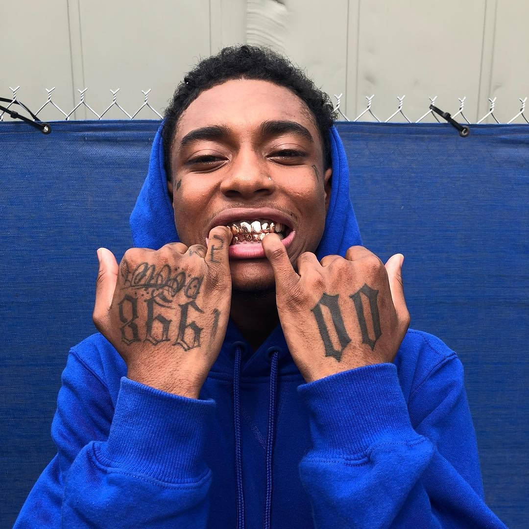 Crip, blue hoodie, gold grillz, SD Desktop Wallpaper