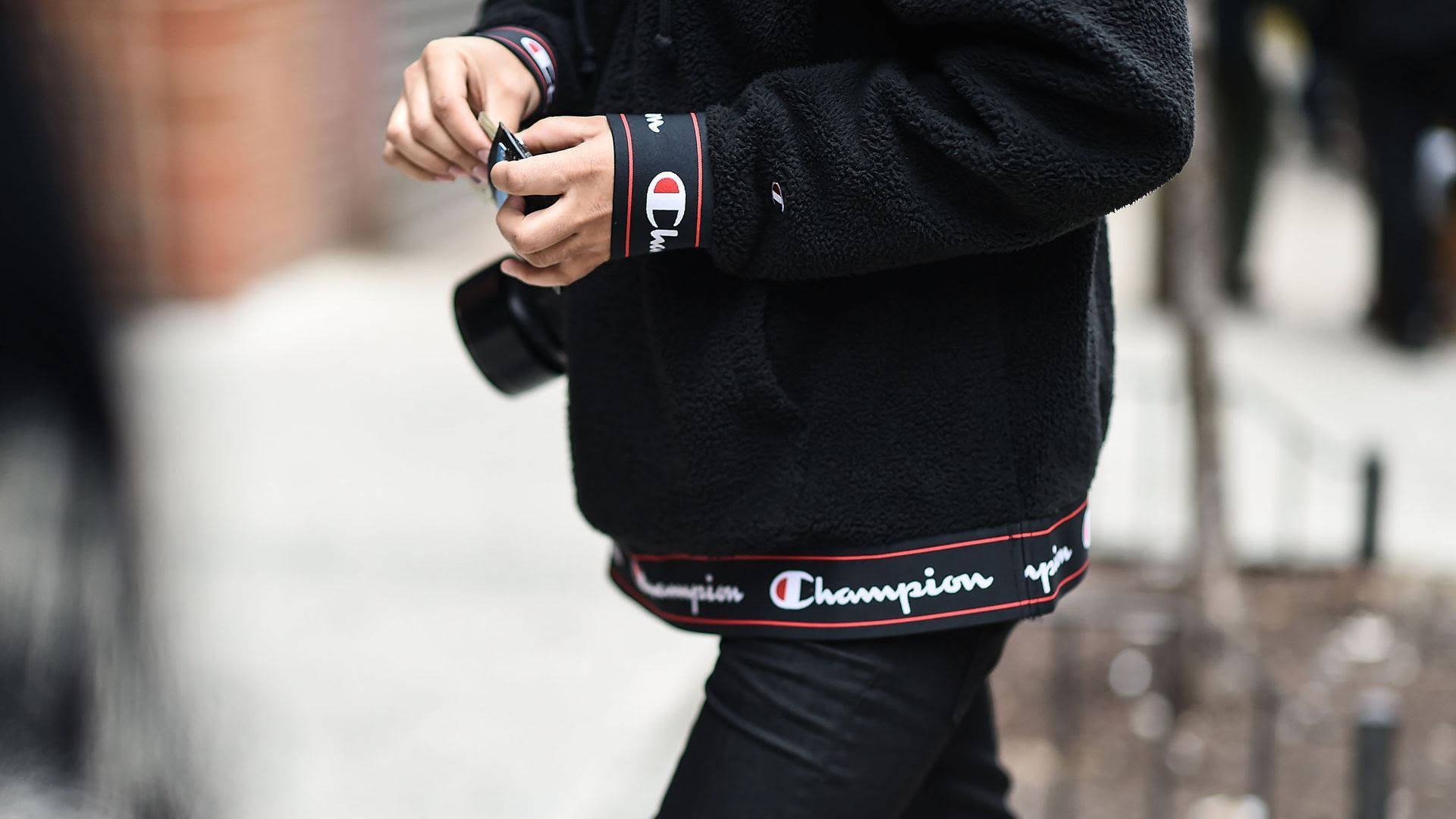 Champion, fleece jacket, black, Full HD Desktop Wallpaper