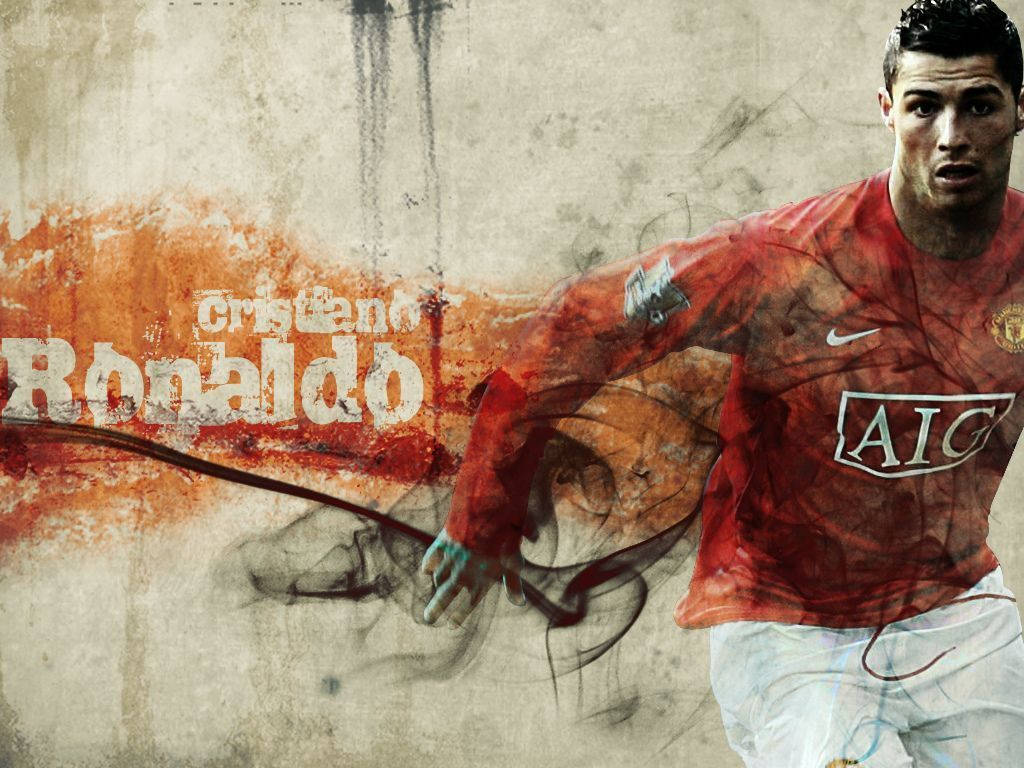 Cristiano Ronaldo, Manchester United, red Manchester United jersey, SD Desktop Wallpaper