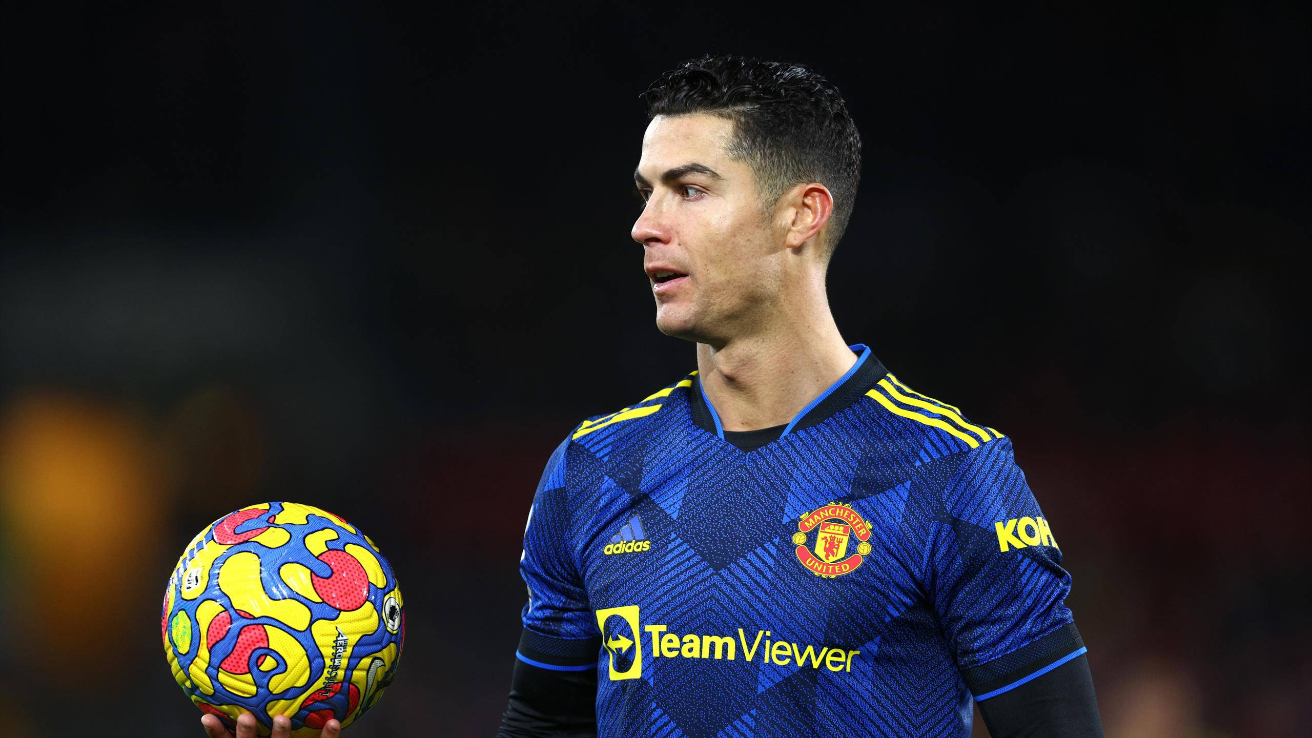 Cristiano Ronaldo, Manchester United, blue Manchester United jersey, 2K Desktop Wallpaper