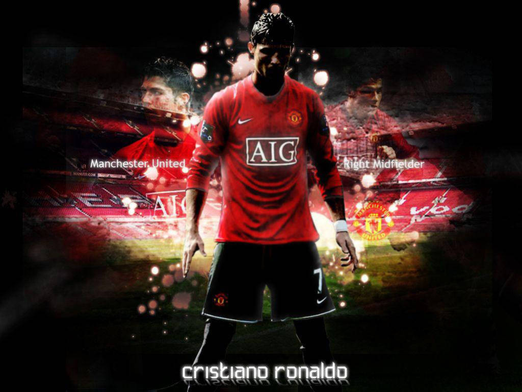 Cristiano Ronaldo, Manchester United, red jersey, SD Desktop Wallpaper
