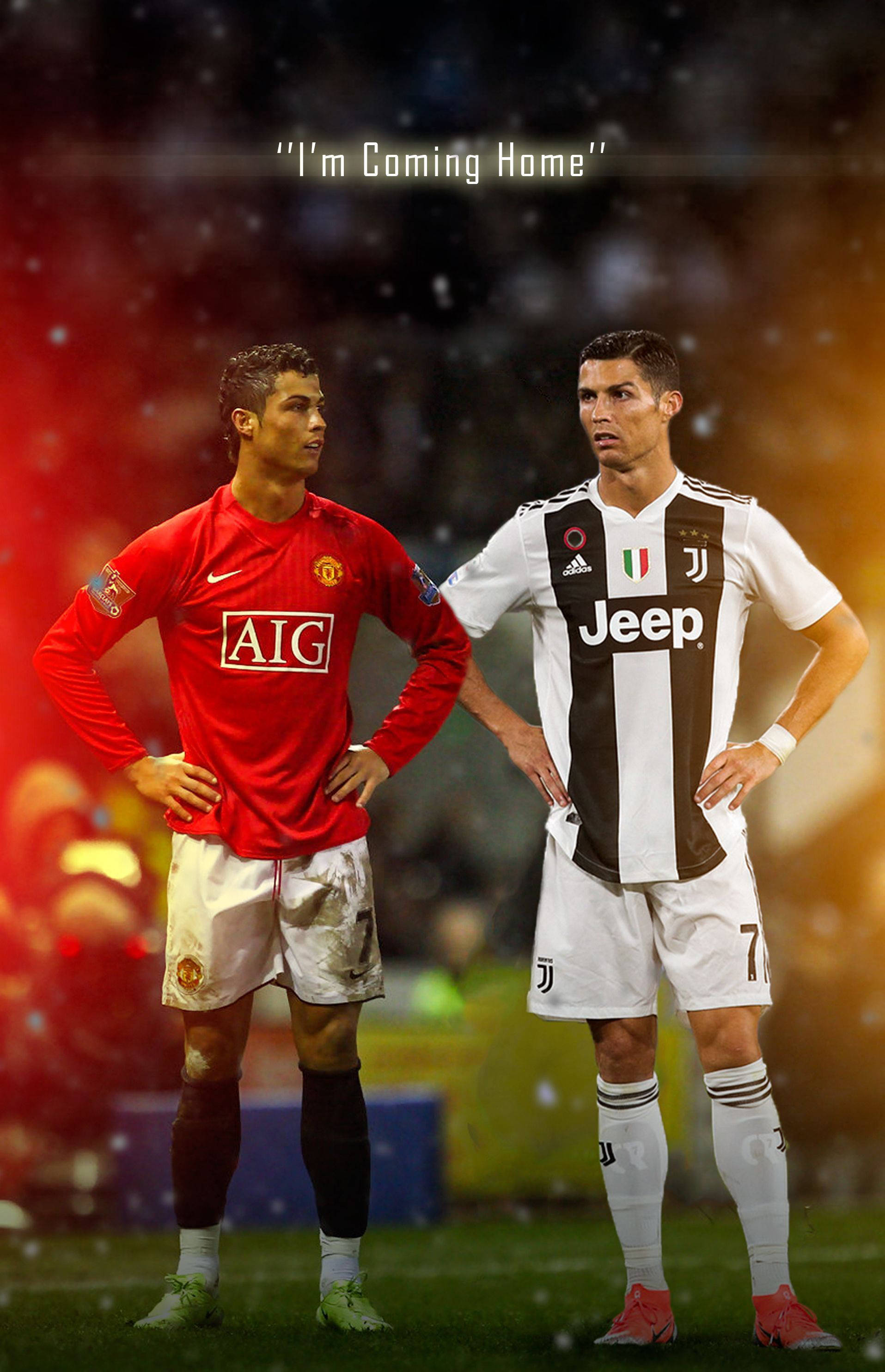 Cristiano Ronaldo, Manchester United, red and black white kits, 2K Phone Wallpaper