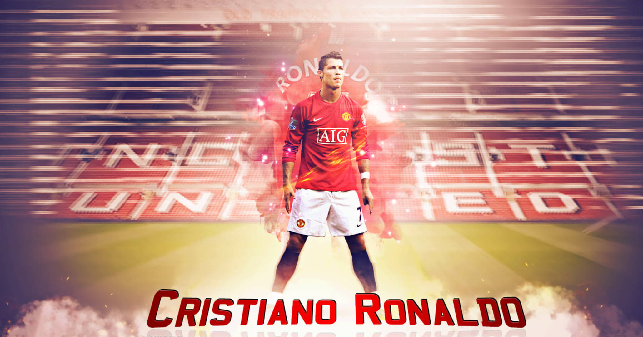 Cristiano Ronaldo, Manchester United, stadium, Full HD Desktop Wallpaper
