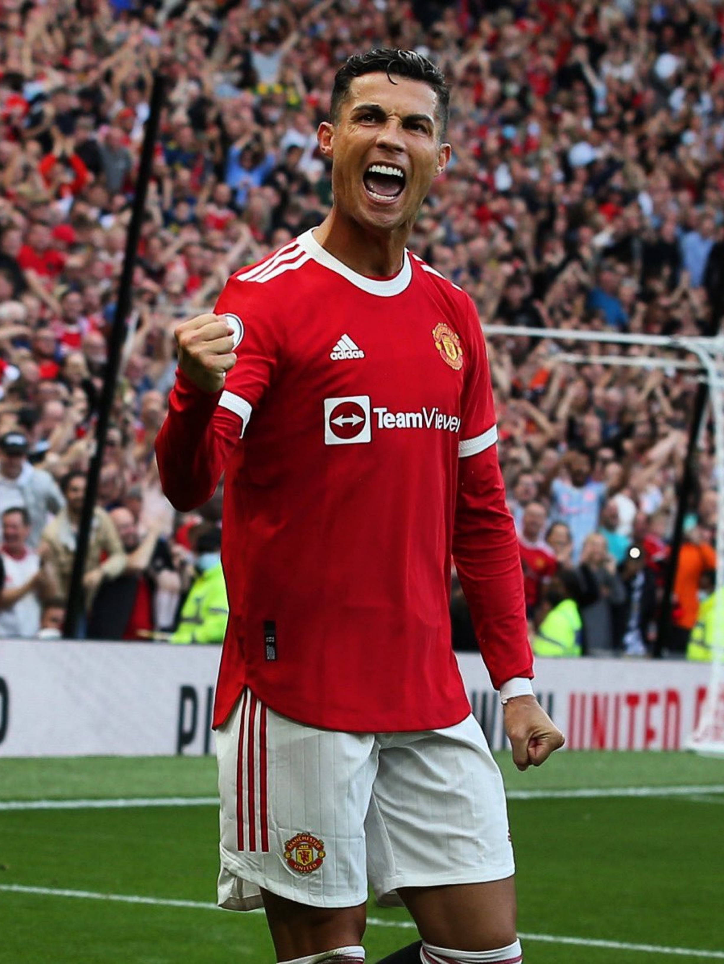 Cristiano Ronaldo, Manchester United, red Manchester United jersey, 2K Phone Wallpaper