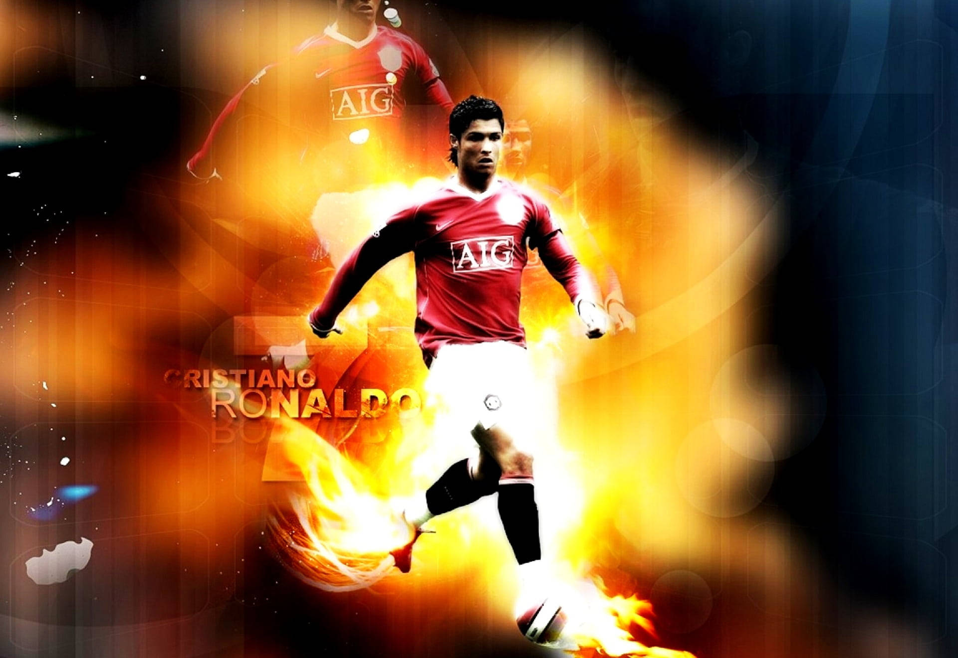 Cristiano Ronaldo, Manchester United, red Manchester United jersey, Full HD Desktop Wallpaper