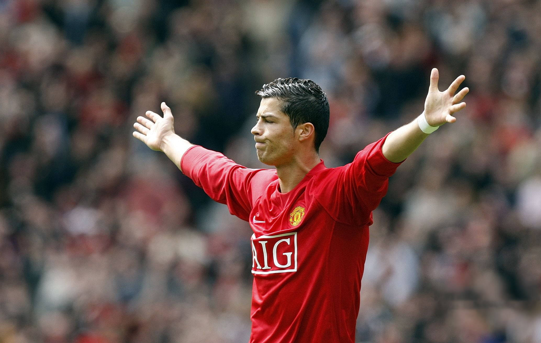 Cristiano Ronaldo, Manchester United, red Manchester United jersey, Full HD Desktop Wallpaper