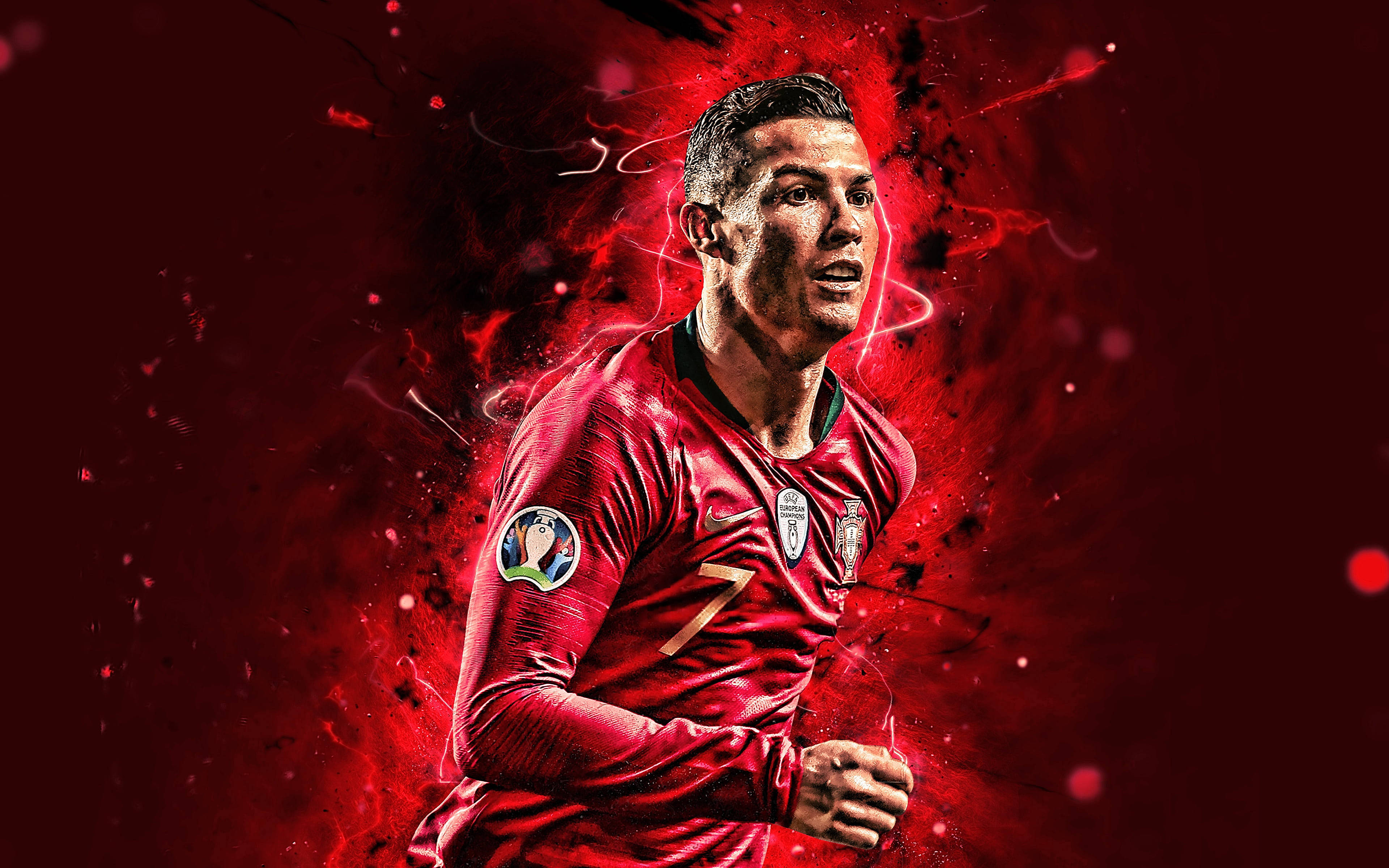 Cristiano Ronaldo, Manchester United, red Portugal jersey, 4K Desktop Wallpaper