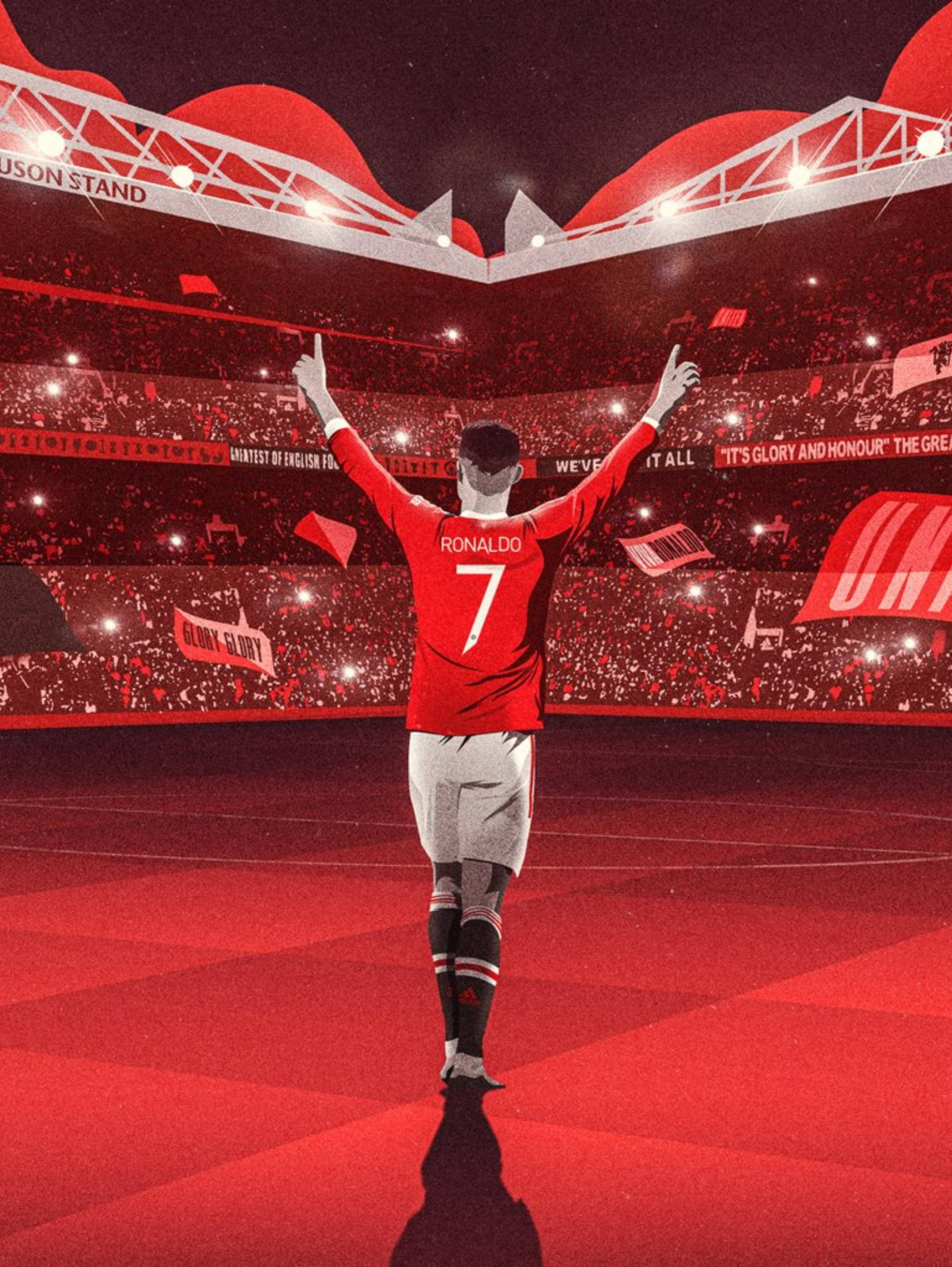Cristiano Ronaldo, Manchester United, red number 7 jersey, 2K Phone Wallpaper