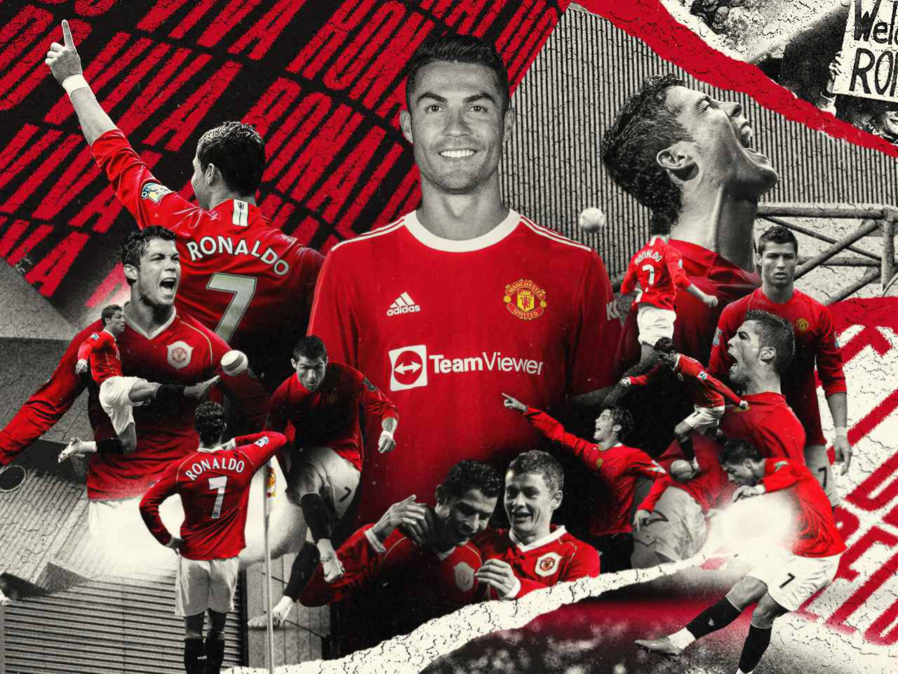 Cristiano Ronaldo, Manchester United, red jerseys, HD Desktop Wallpaper