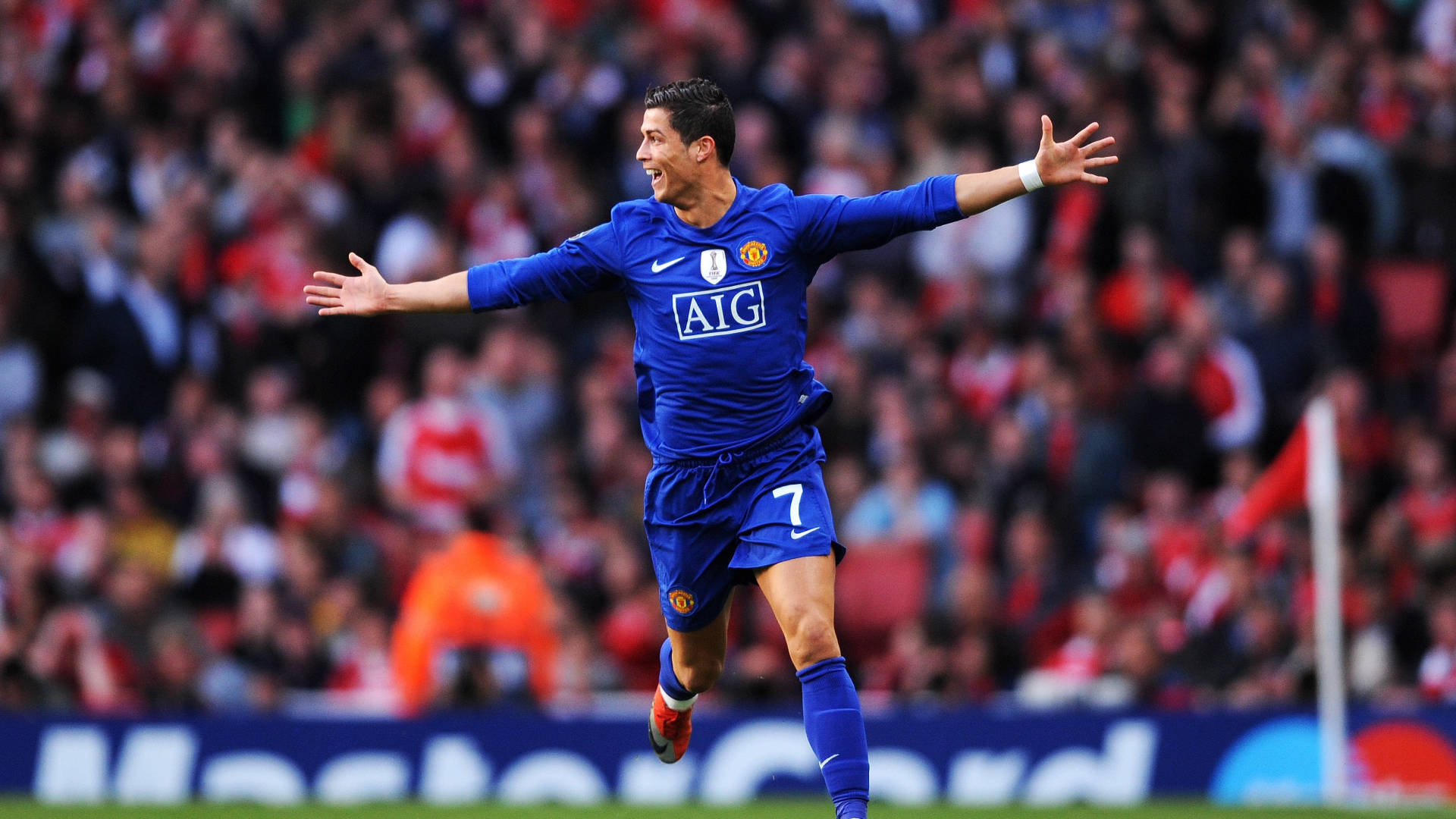 Cristiano Ronaldo, Manchester United, blue Manchester United jersey, Full HD Desktop Wallpaper
