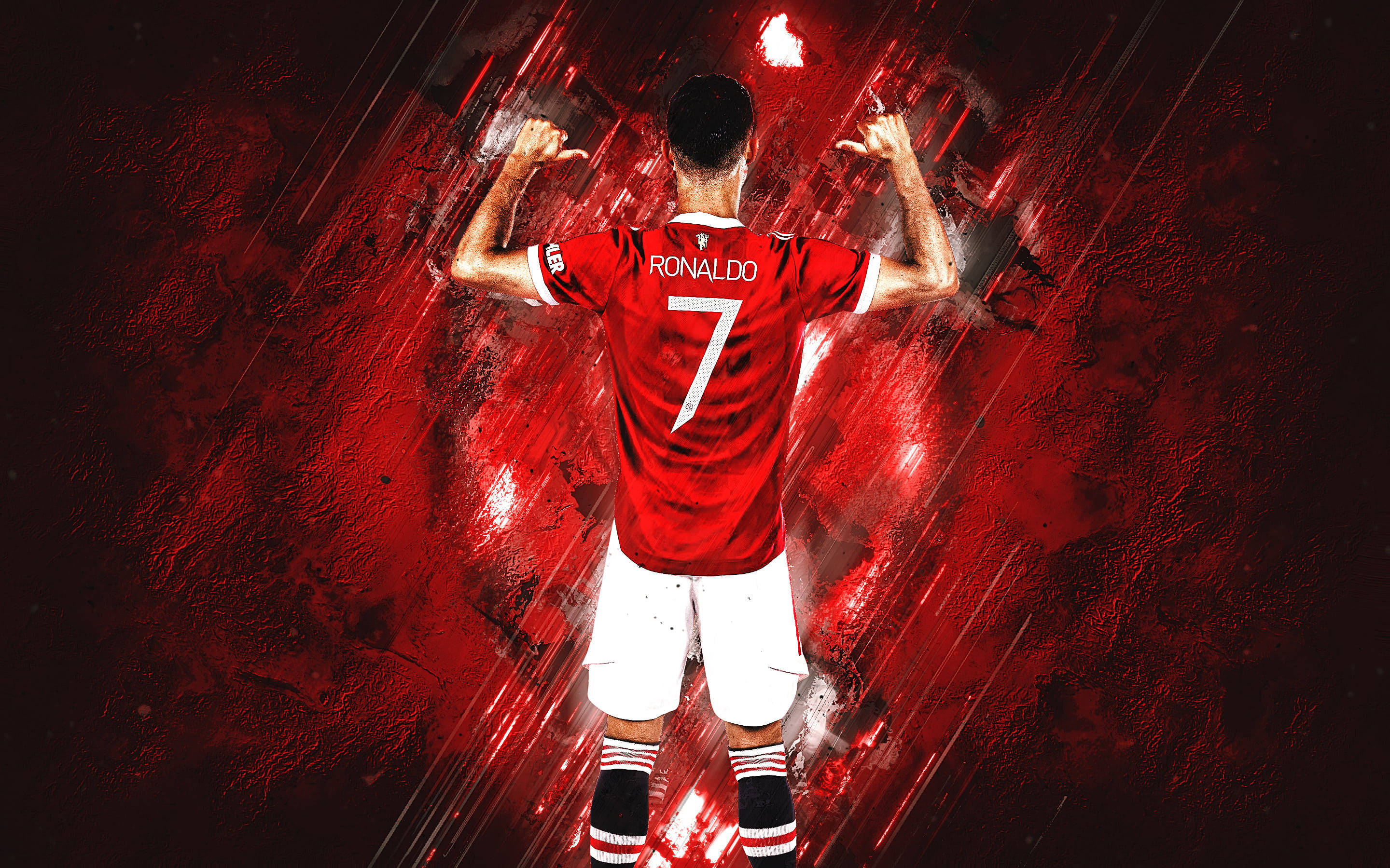 Cristiano Ronaldo, Manchester United, red number 7 jersey, 2K Desktop Wallpaper