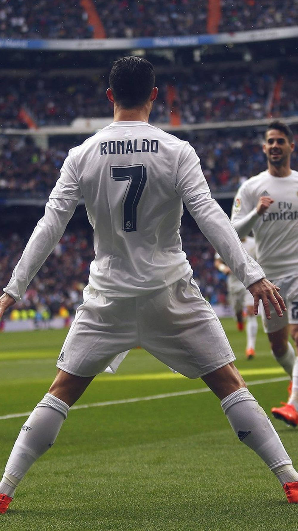 Cristiano Ronaldo, white jersey, RONALDO, HD Phone Wallpaper