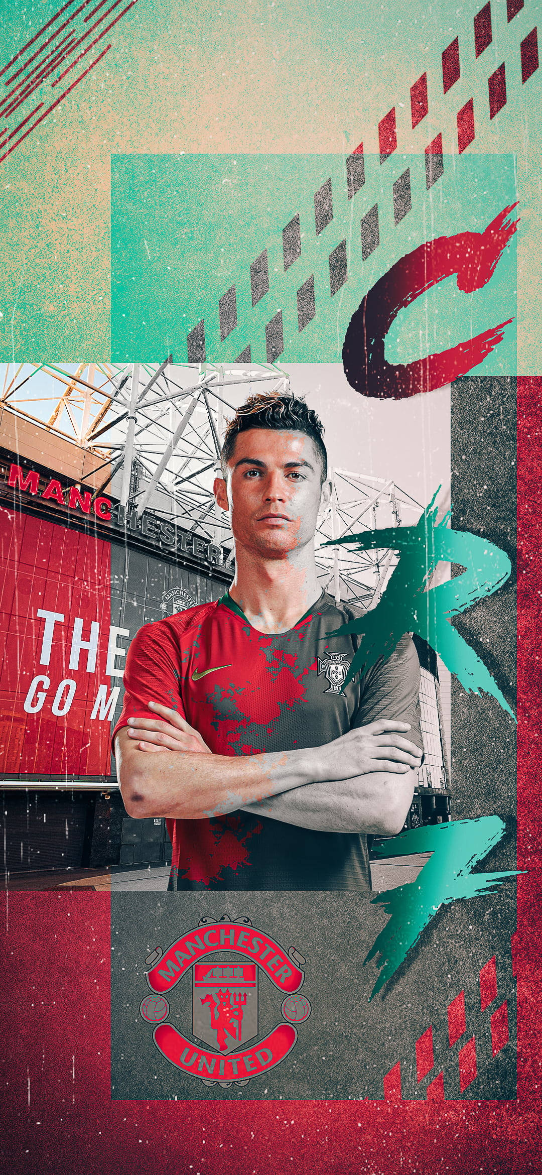 Cristiano Ronaldo, Manchester United, red Manchester United jersey, Full HD Phone Wallpaper