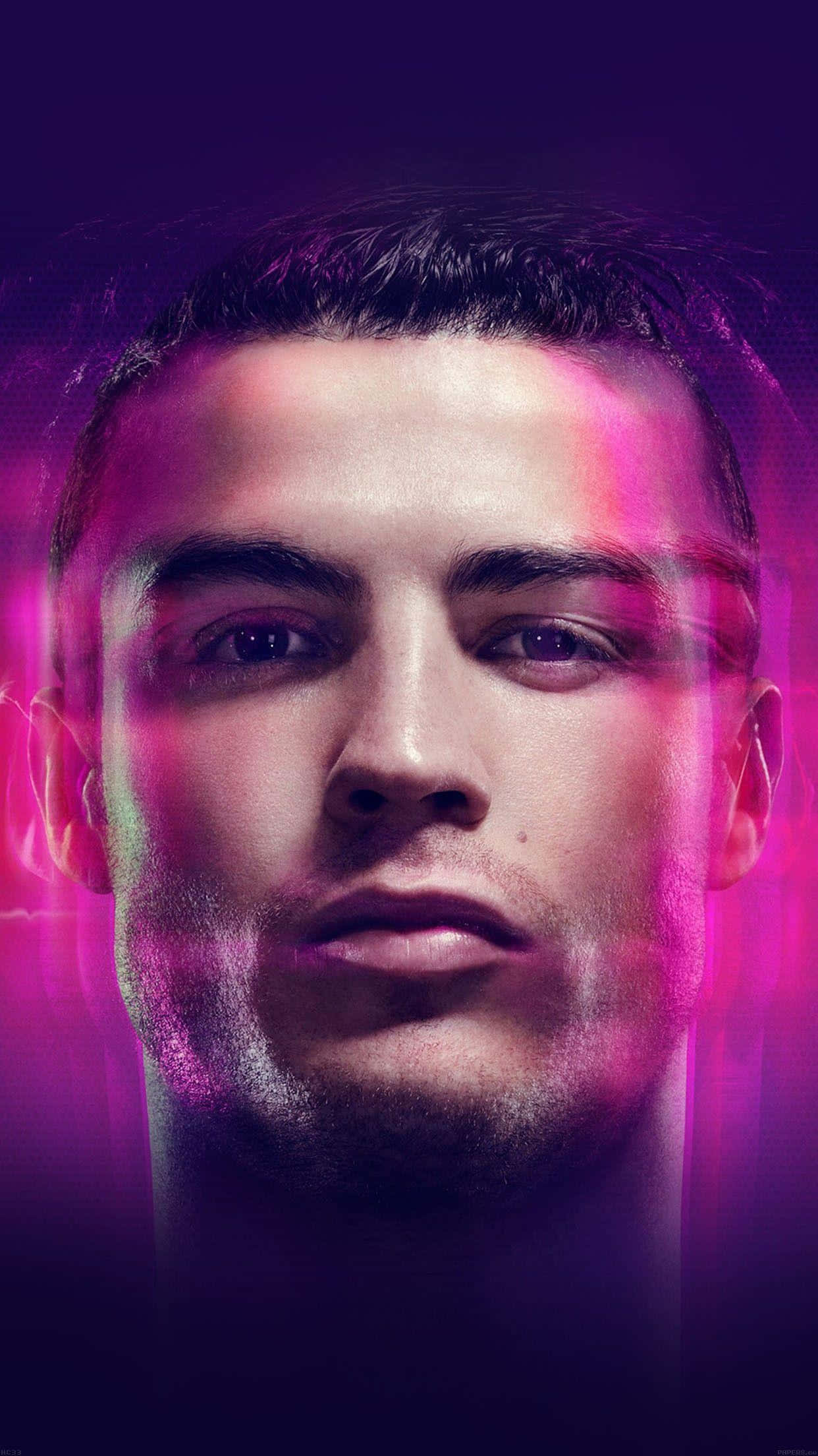 Cristiano Ronaldo, vibrant pink, purple neon lights, Full HD Phone Wallpaper