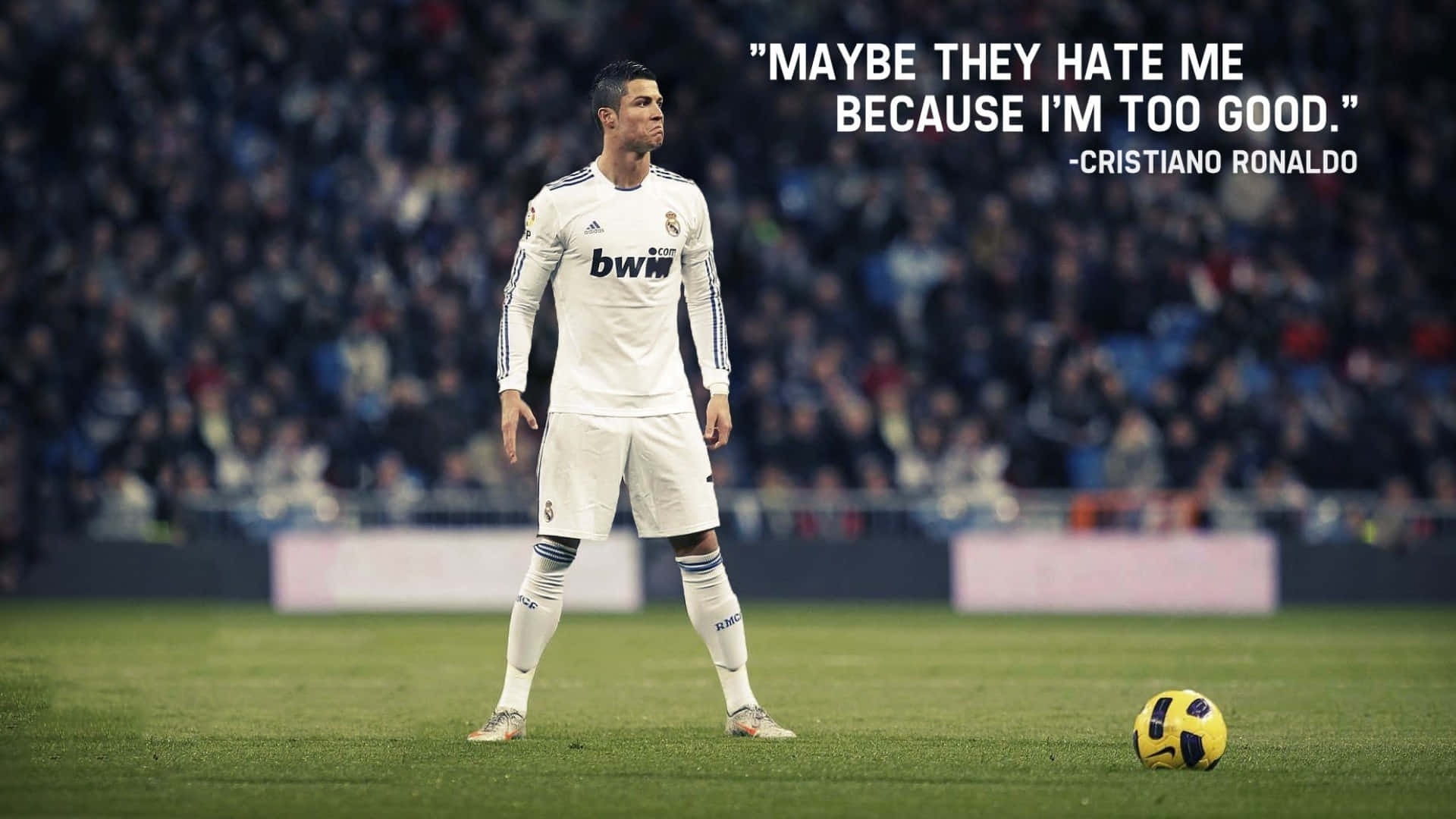 Cristiano Ronaldo, soccer skills, stadium pitch, Full HD Desktop Wallpaper
