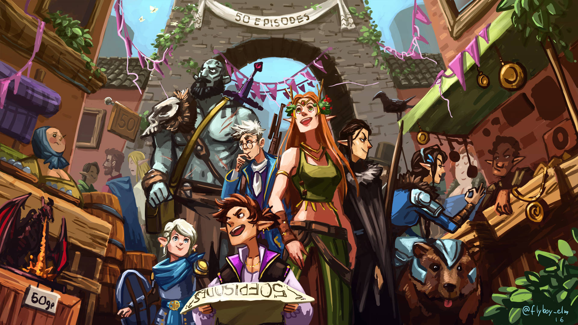 Critical Role, 50th episode, fan art, Full HD Desktop Wallpaper