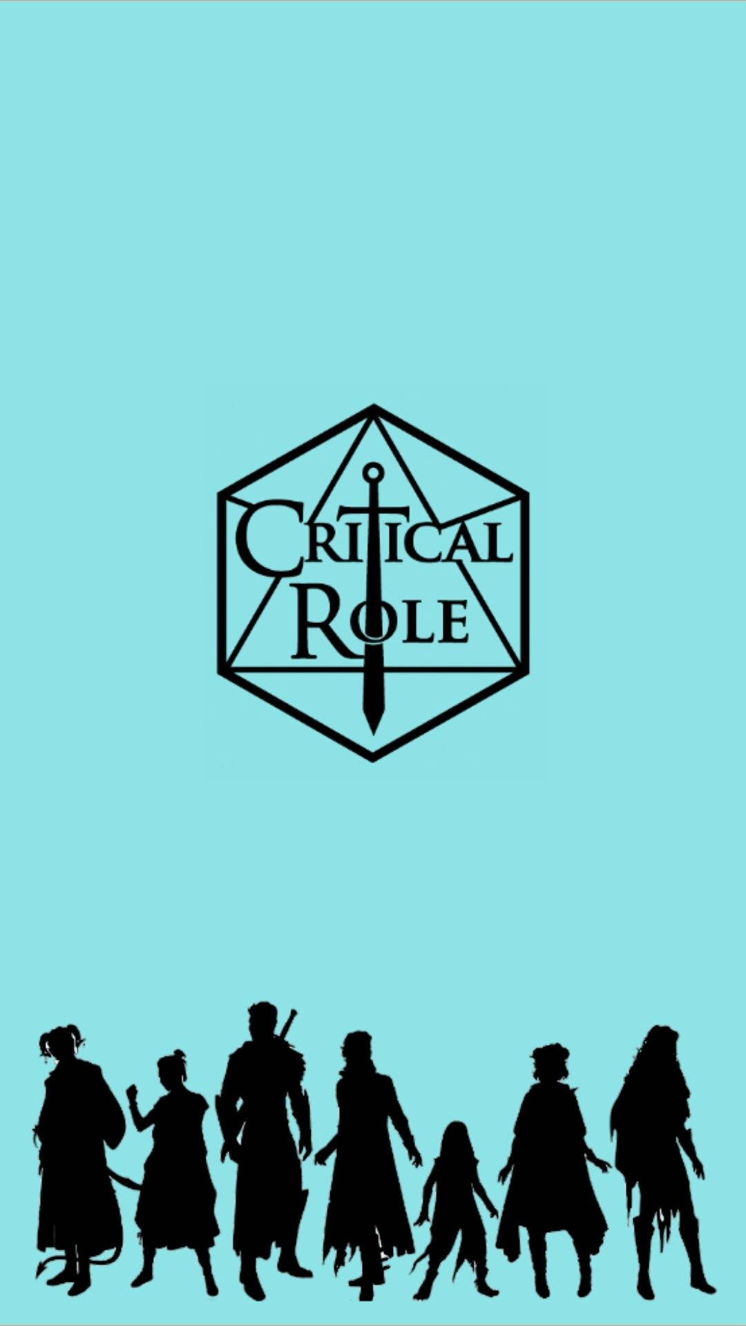 Critical Role, teal, black silhouettes, Full HD Phone Wallpaper