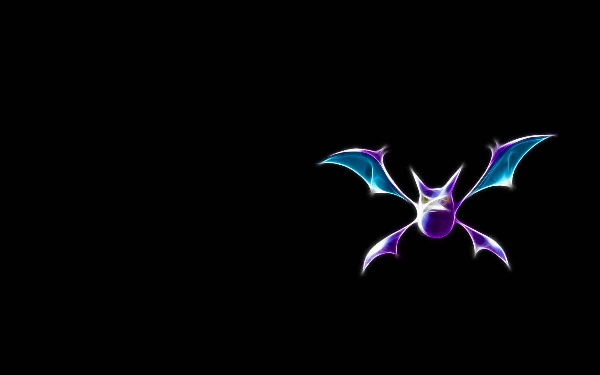 Crobat, neon bat, blue and purple wings, Full HD Desktop Wallpaper