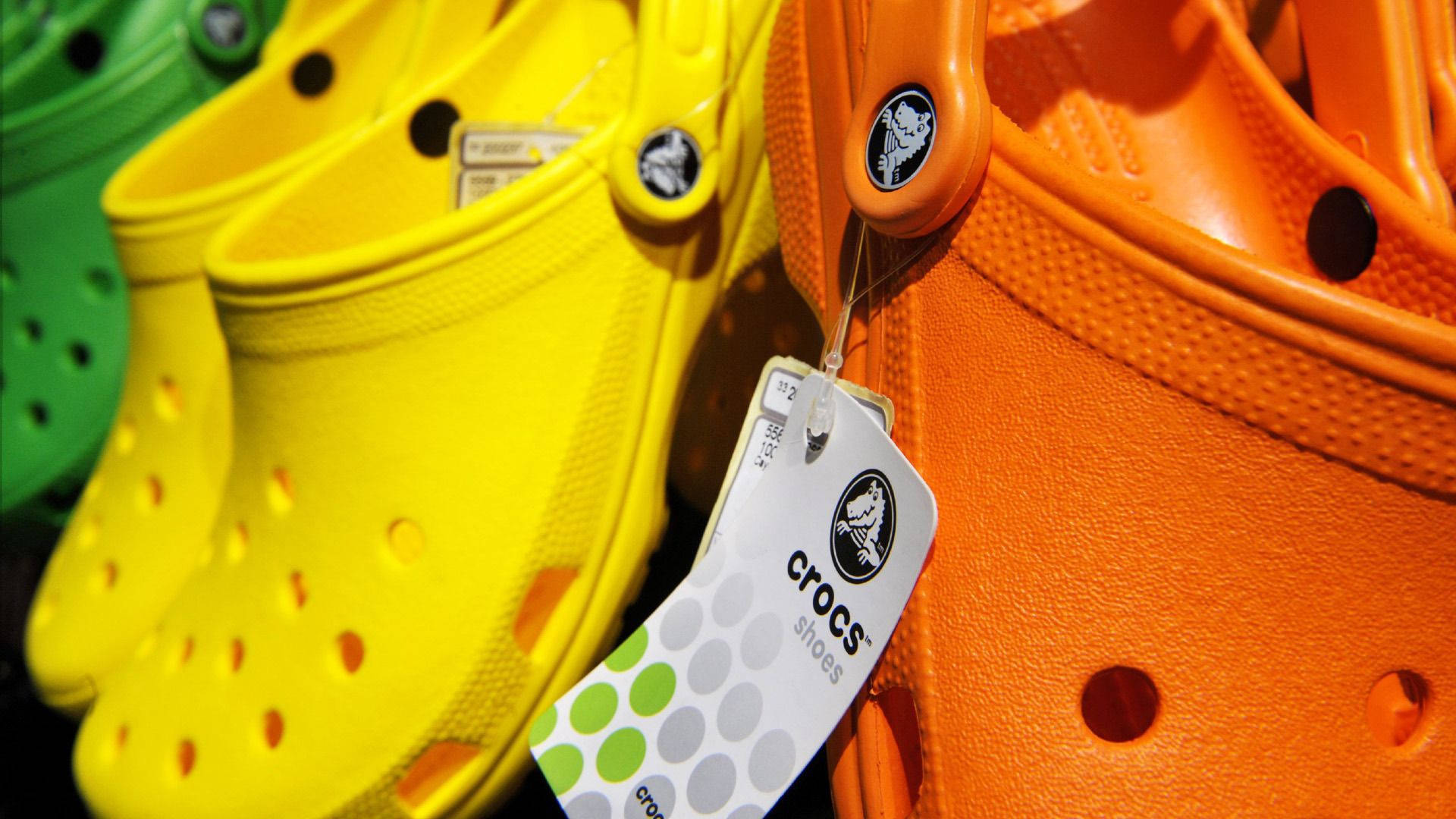 Crocs, rubber gardening slippers, vibrant yellow, Full HD Desktop Wallpaper