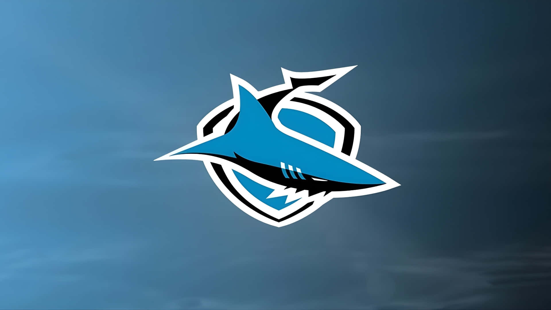 Cronulla Sutherland Sharks, blue shark logo, black and white accents, Full HD Desktop Wallpaper