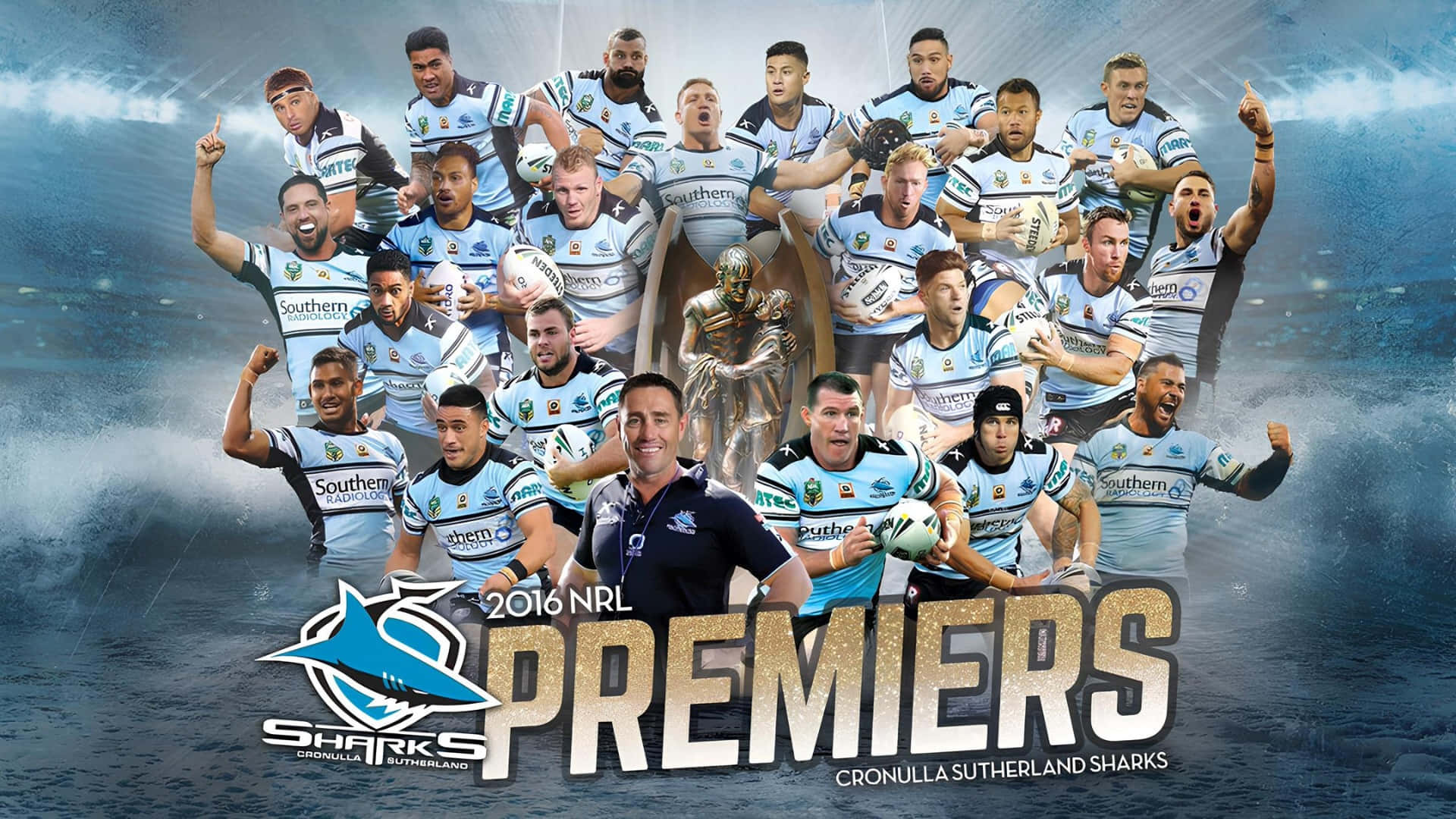 Cronulla Sutherland Sharks, 2016 NRL Premiership, rugby league team, Full HD Desktop Wallpaper