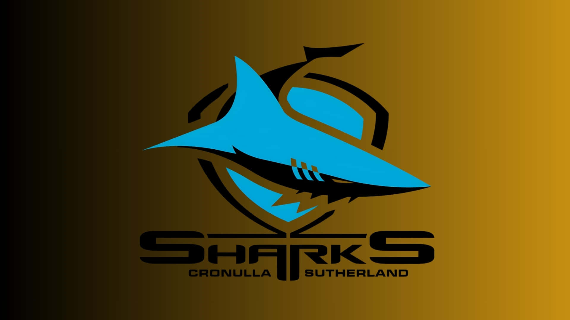 Cronulla Sutherland Sharks, blue shark logo, black outline, Full HD Desktop Wallpaper