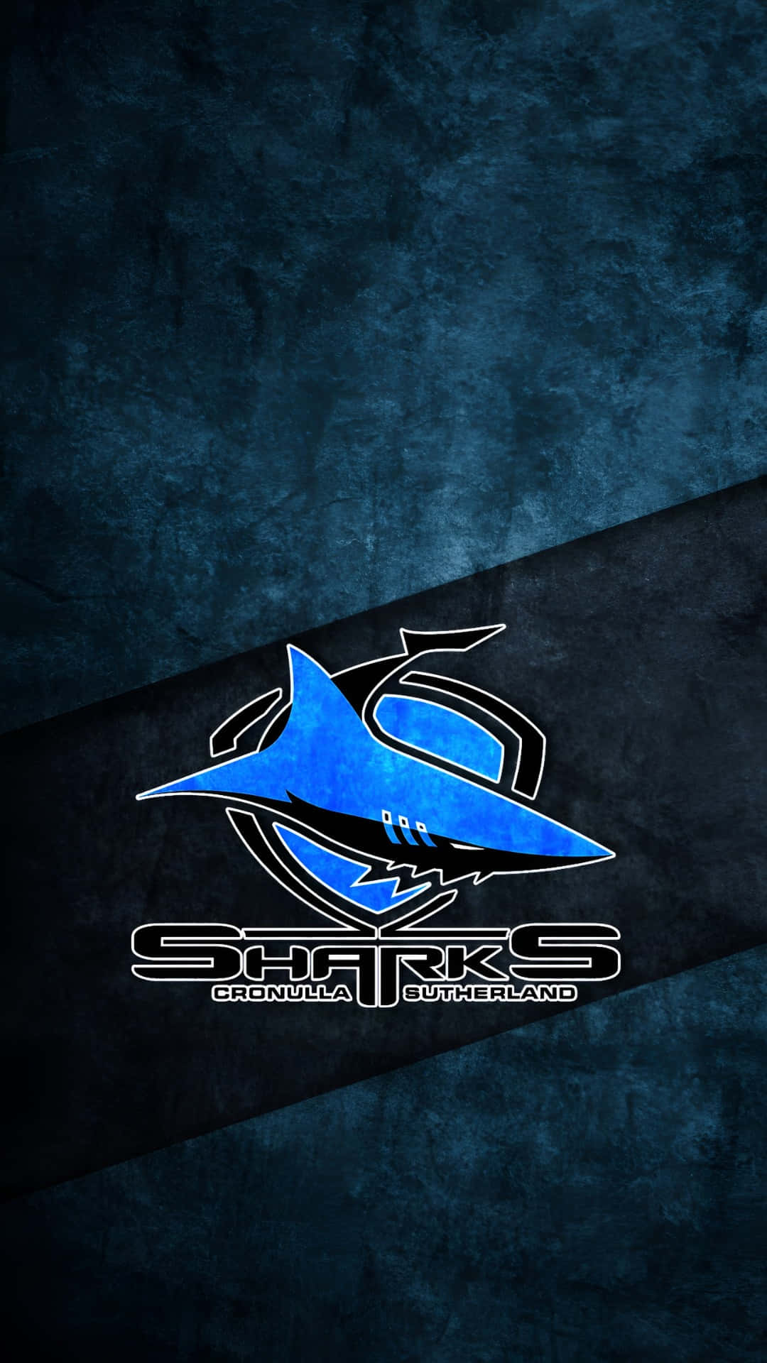 Cronulla Sutherland Sharks, blue shark logo, white outline, Full HD Phone Wallpaper