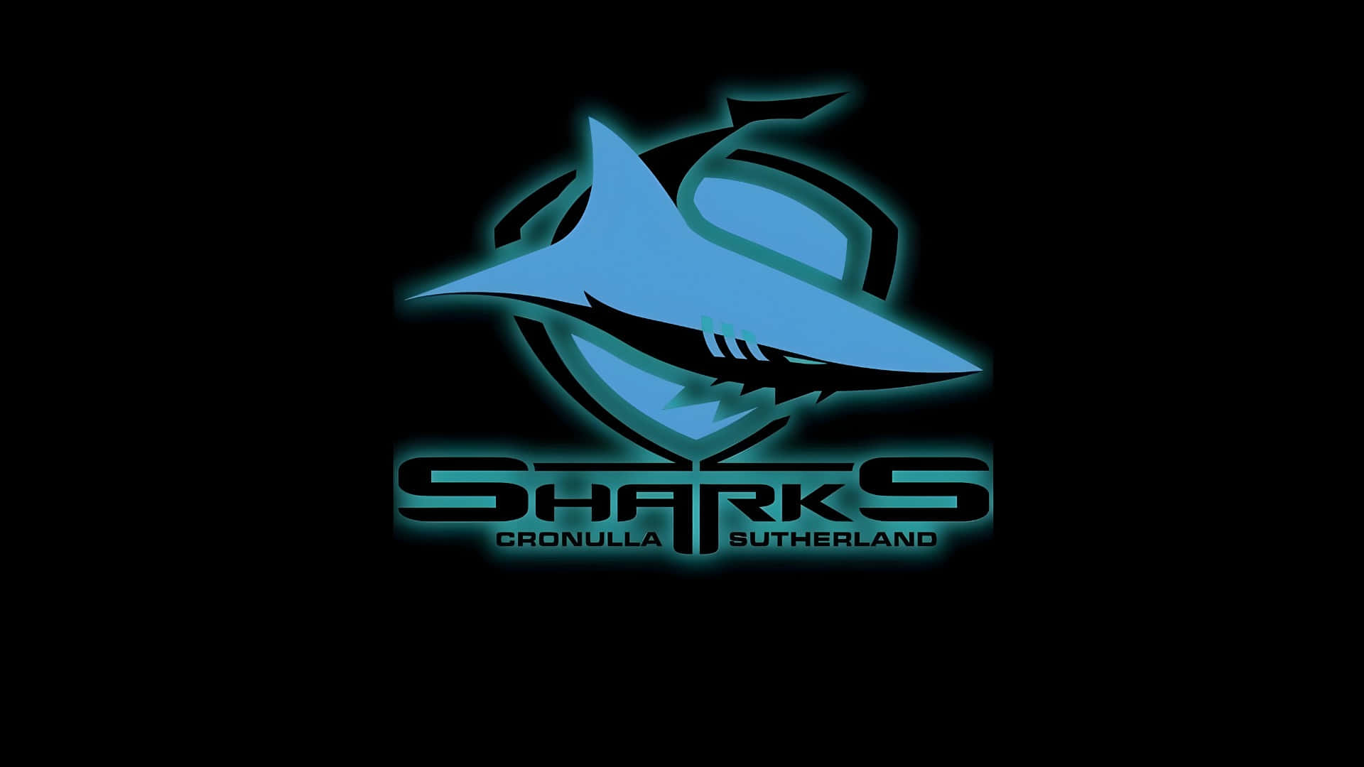 Cronulla Sharks, SHARKS CRONULLA SUTHERLAND, glowing blue shark logo, Full HD Desktop Wallpaper