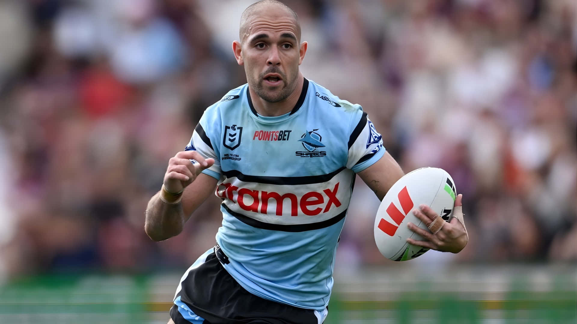 Cronulla Sharks, rugby league player, light blue jersey, Full HD Desktop Wallpaper