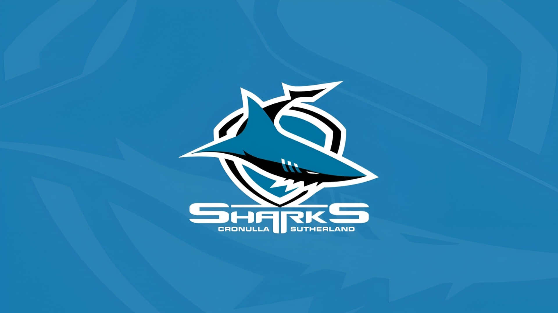 Cronulla Sutherland Sharks, blue shark logo, white outline, Full HD Desktop Wallpaper