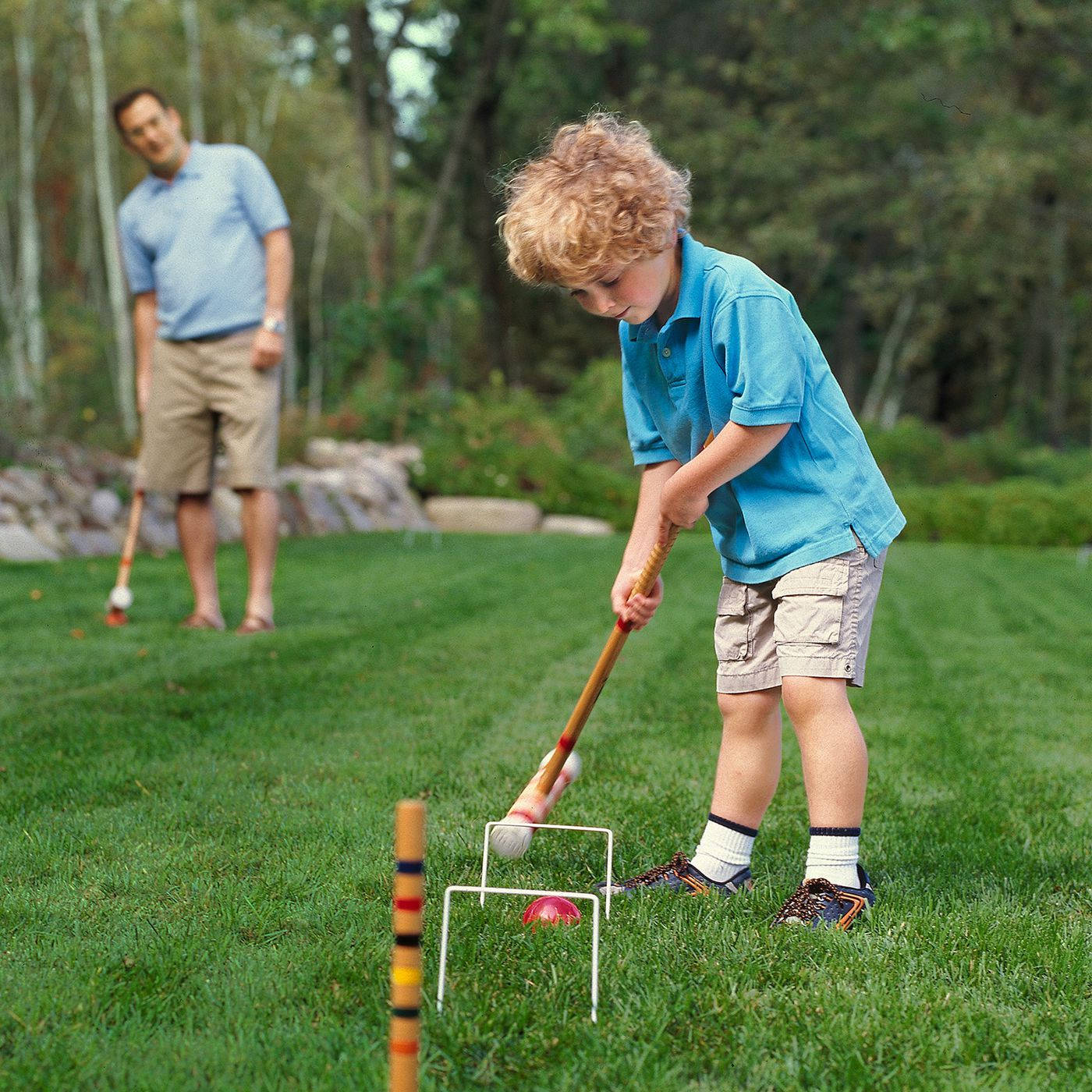 croquet, blue shirt, wicket, HD Desktop Wallpaper