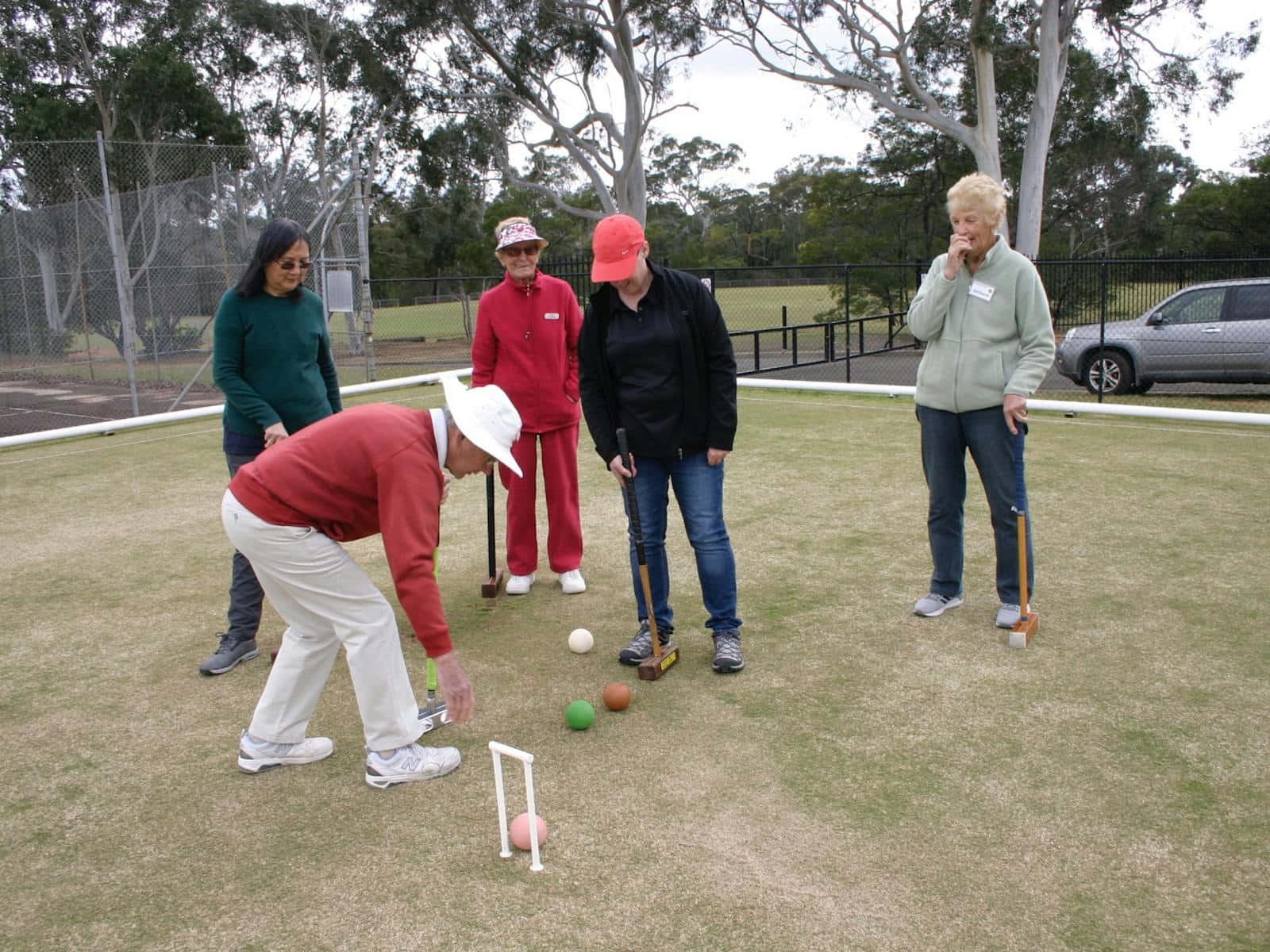 croquet, grass court, colorful balls, HD Desktop Wallpaper