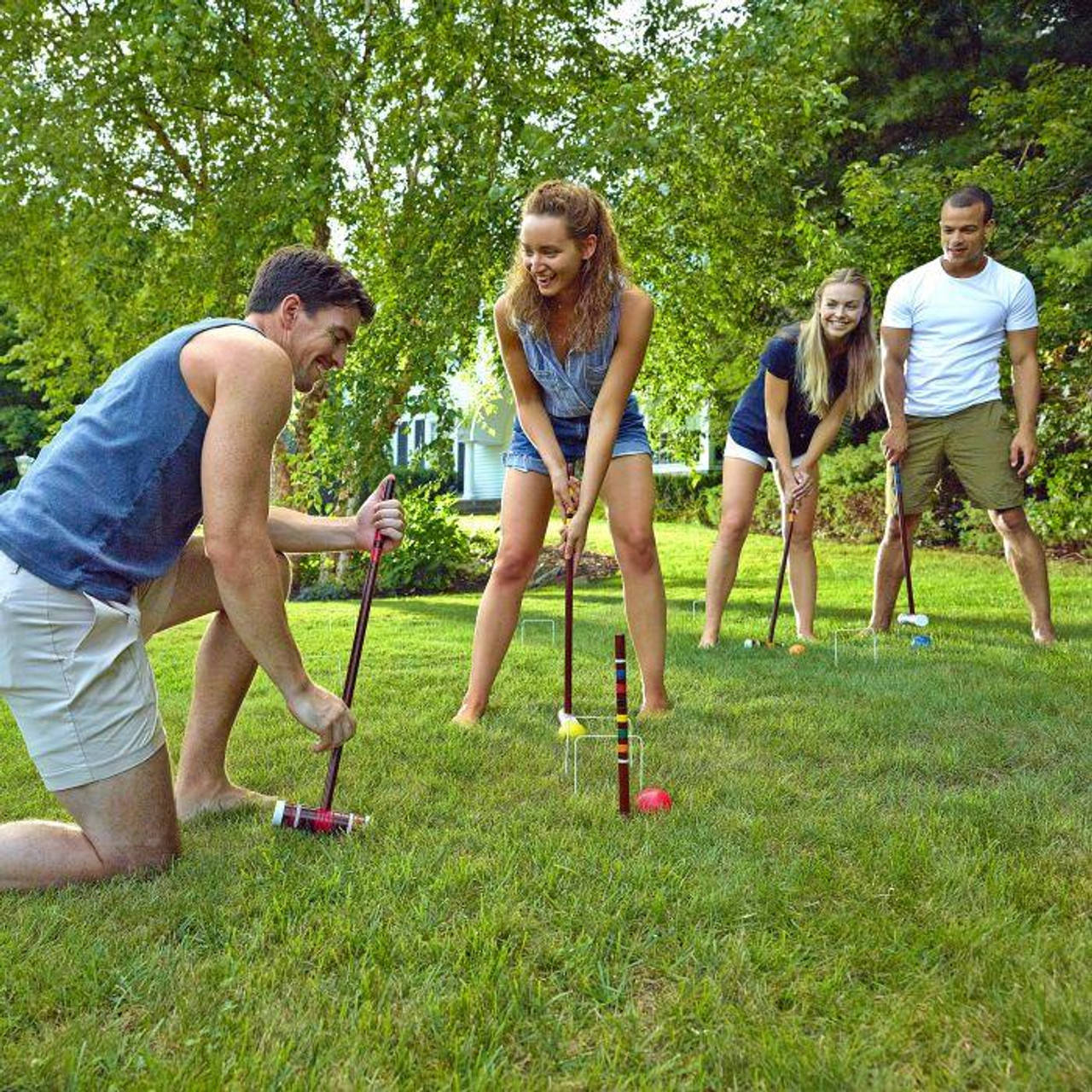 family croquet, croquet, lush green lawn, HD Desktop Wallpaper