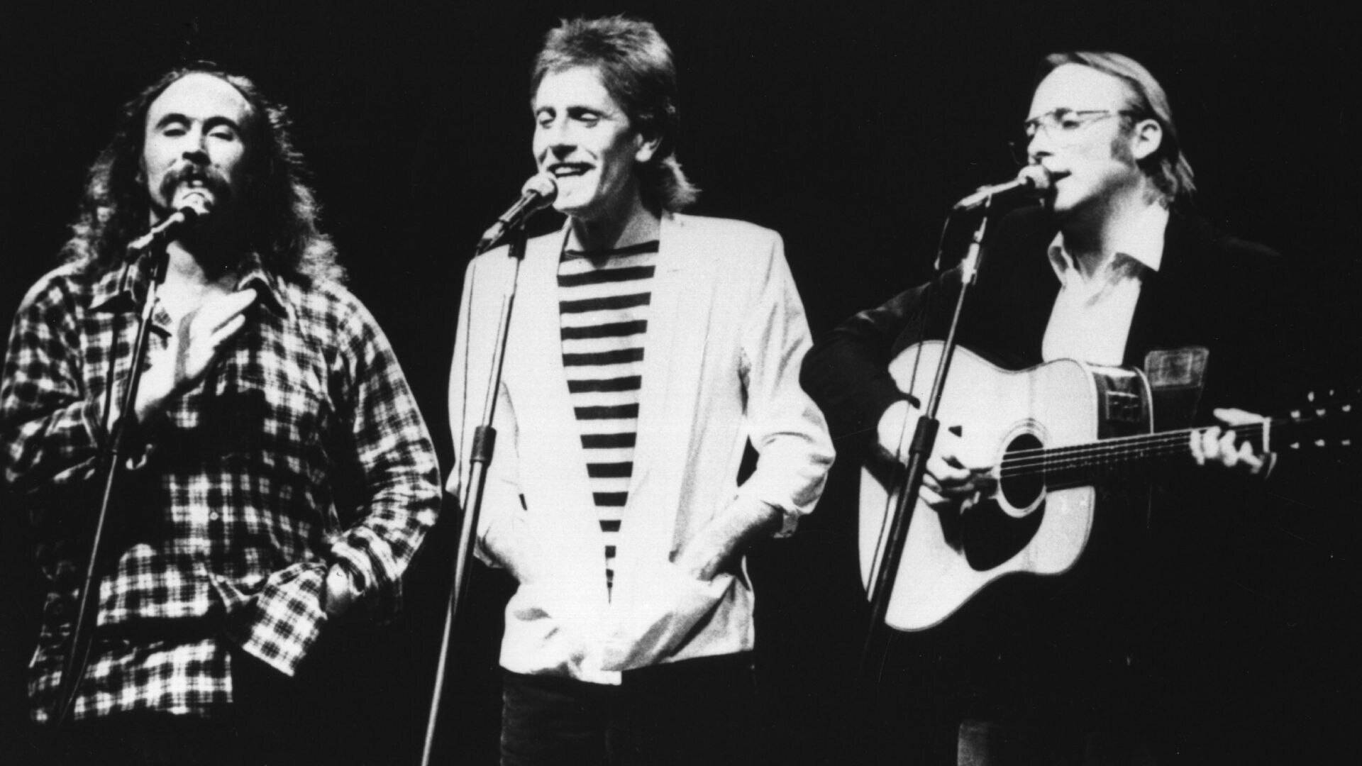 Crosby Stills And Nash, black and white, microphones, Full HD Desktop Wallpaper