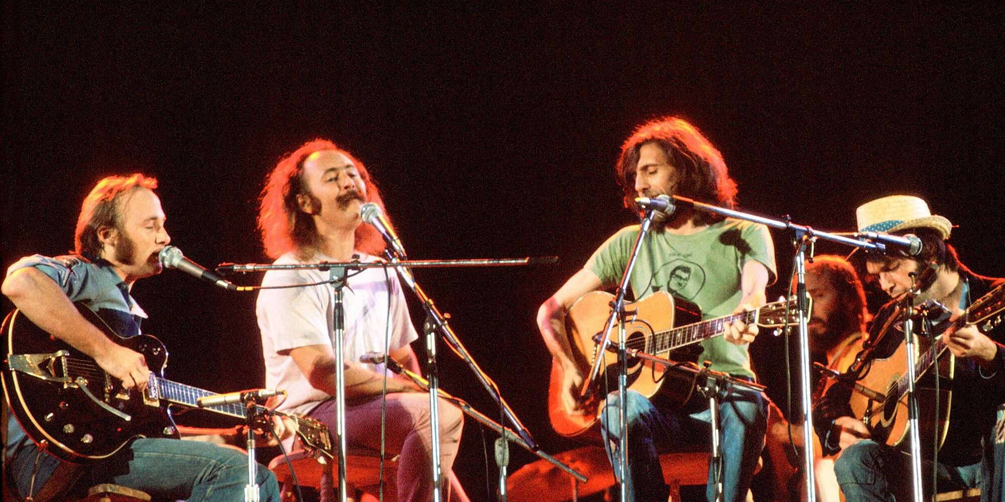 Crosby Stills And Nash, long hair, warm spotlights, Full HD Desktop Wallpaper