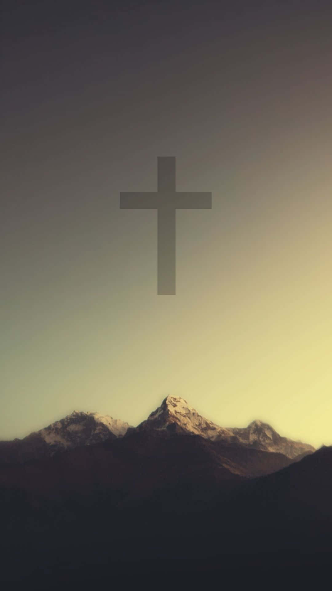 Cross Phone, minimalist cross, snowcapped mountains, Full HD Phone Wallpaper
