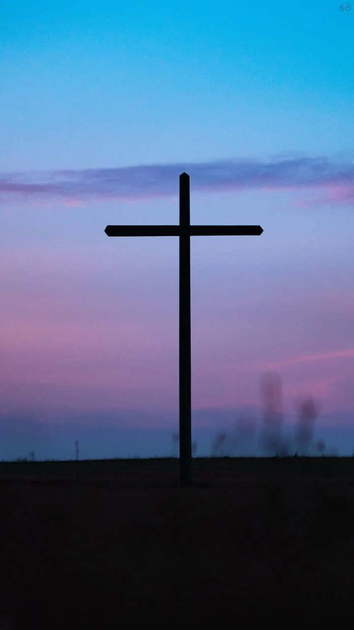 Cross Phone, black cross silhouette, twilight sky, HD Phone Wallpaper