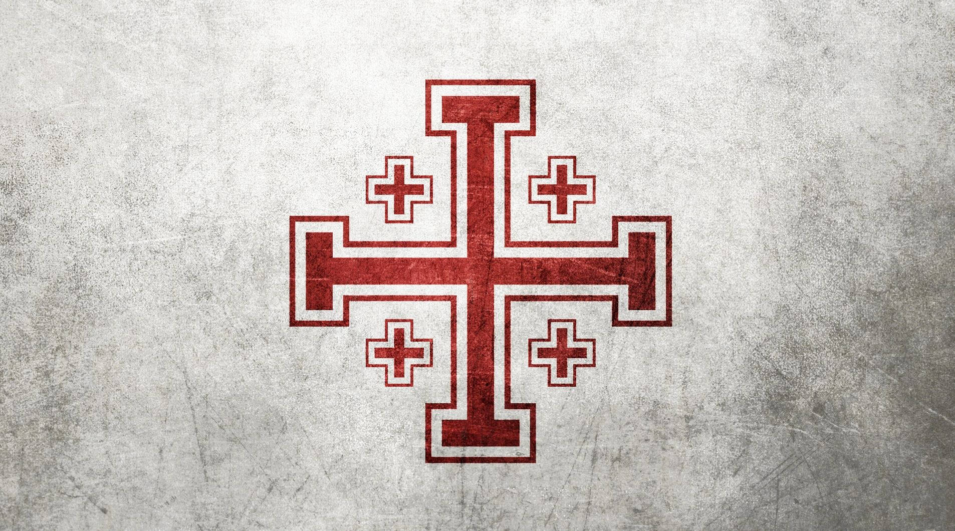 Red Cross, four smaller crosses, weathered gray concrete background, HD Desktop Wallpaper
