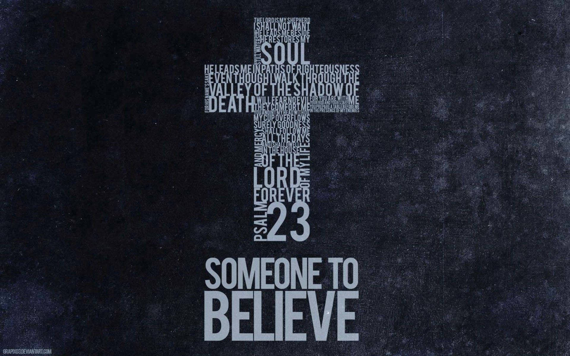 Psalm 23, white cross, dark textured background, Full HD Desktop Wallpaper