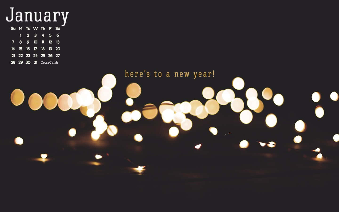 Crosscards Computer, January calendar, warm bokeh lights, HD Desktop Wallpaper