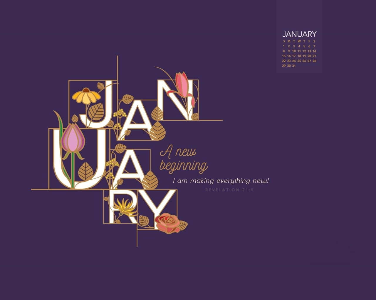 Crosscards Computer, January calendar art, floral lettering, HD Desktop Wallpaper
