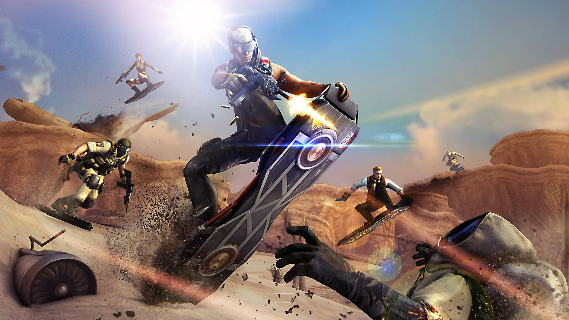 Crossfire, desert, hoverboards, Full HD Desktop Wallpaper