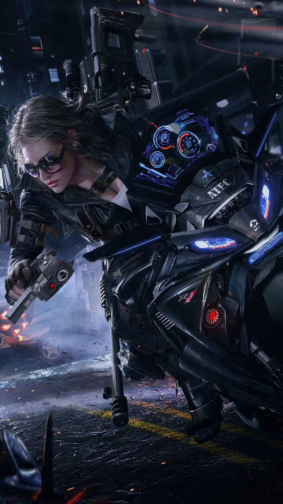 Crossfire, cyberpunk woman, sunglasses, HD Phone Wallpaper