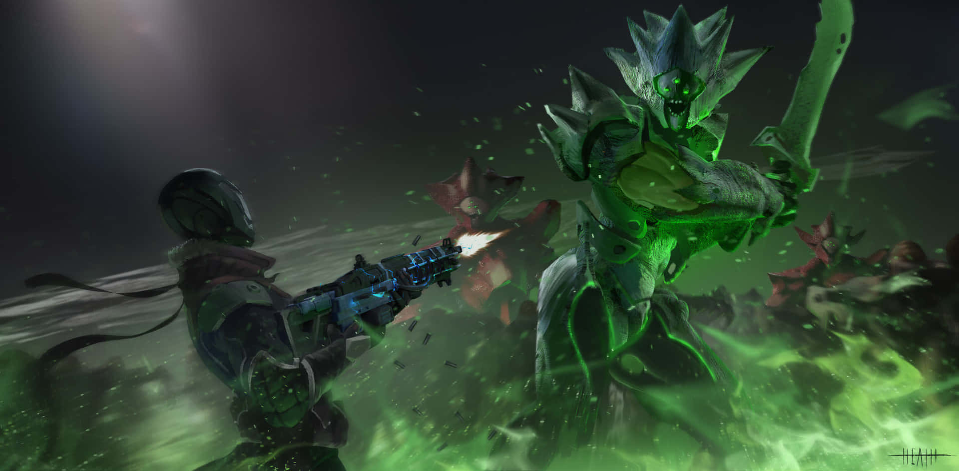 Crota, mystical landscape, towering green spiky monster, Full HD Desktop Wallpaper