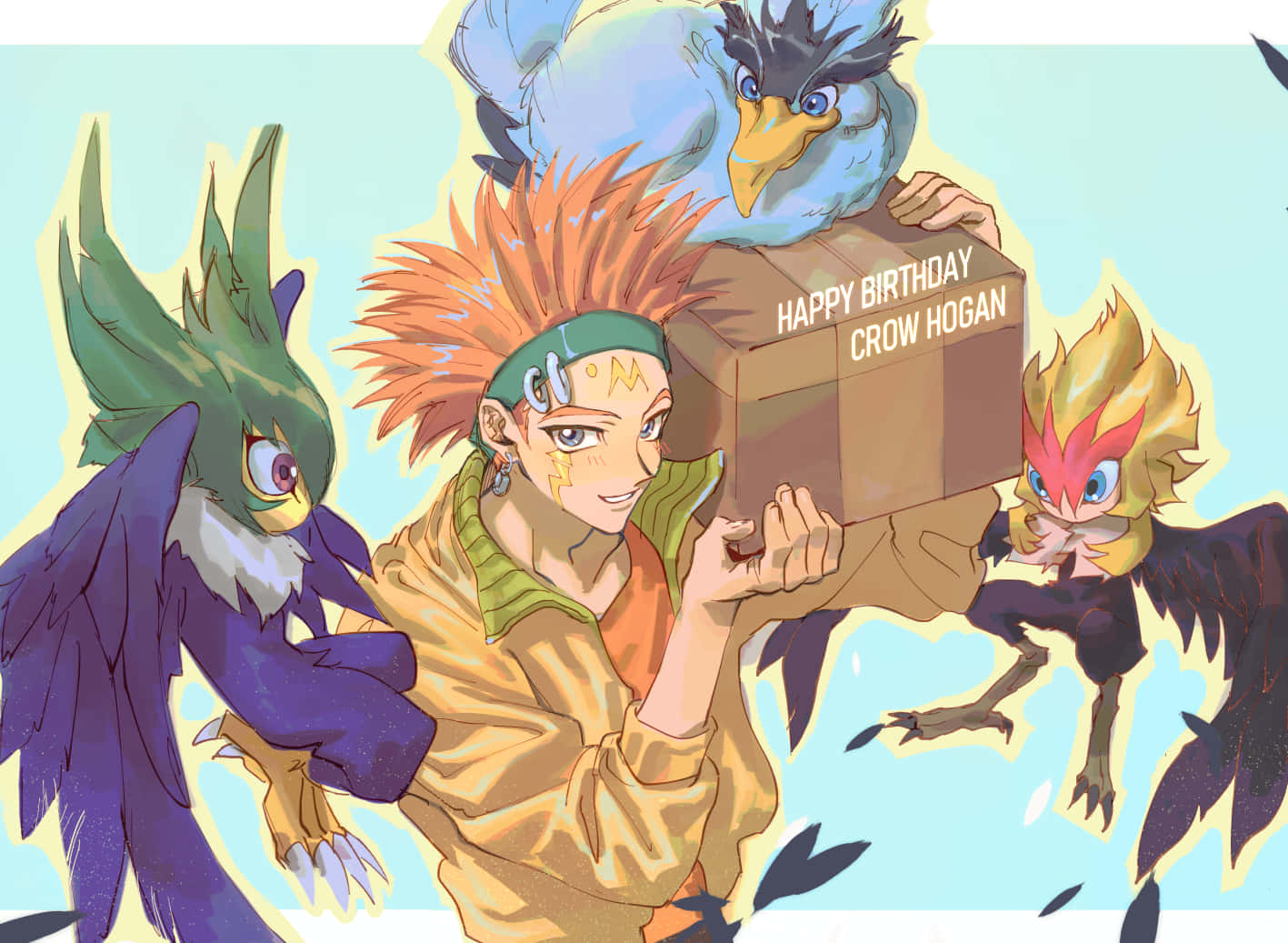 Crow Hogan, spiky orange hair, birthday box, HD Desktop Wallpaper