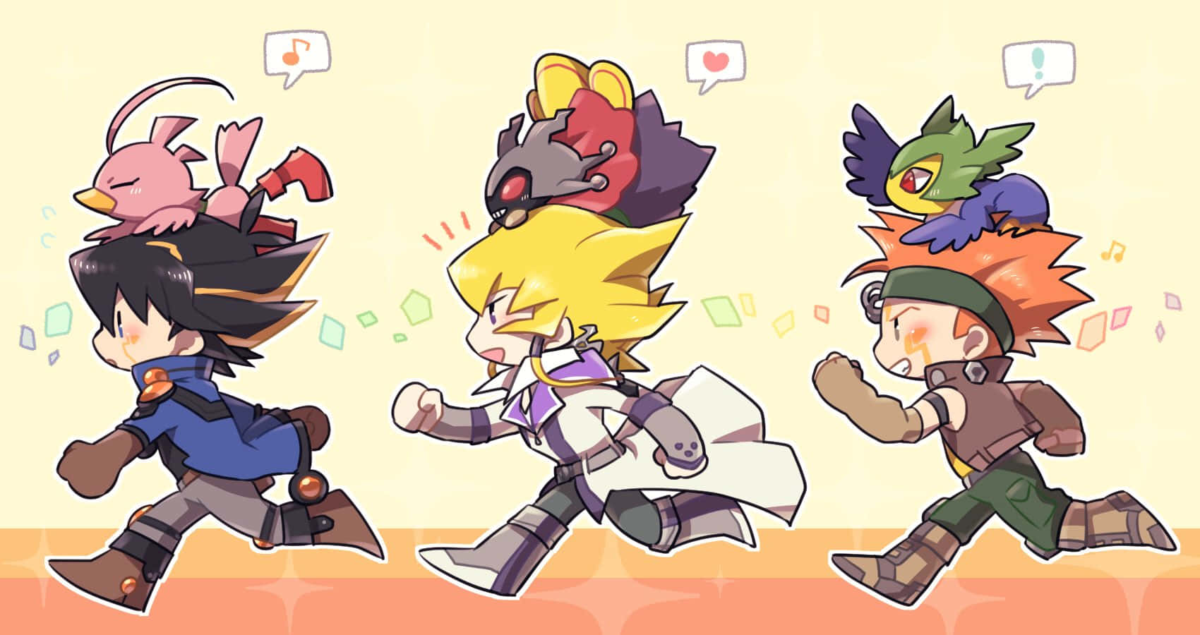 Crow Hogan, chibi-style, colorful bird-like creatures, HD Desktop Wallpaper